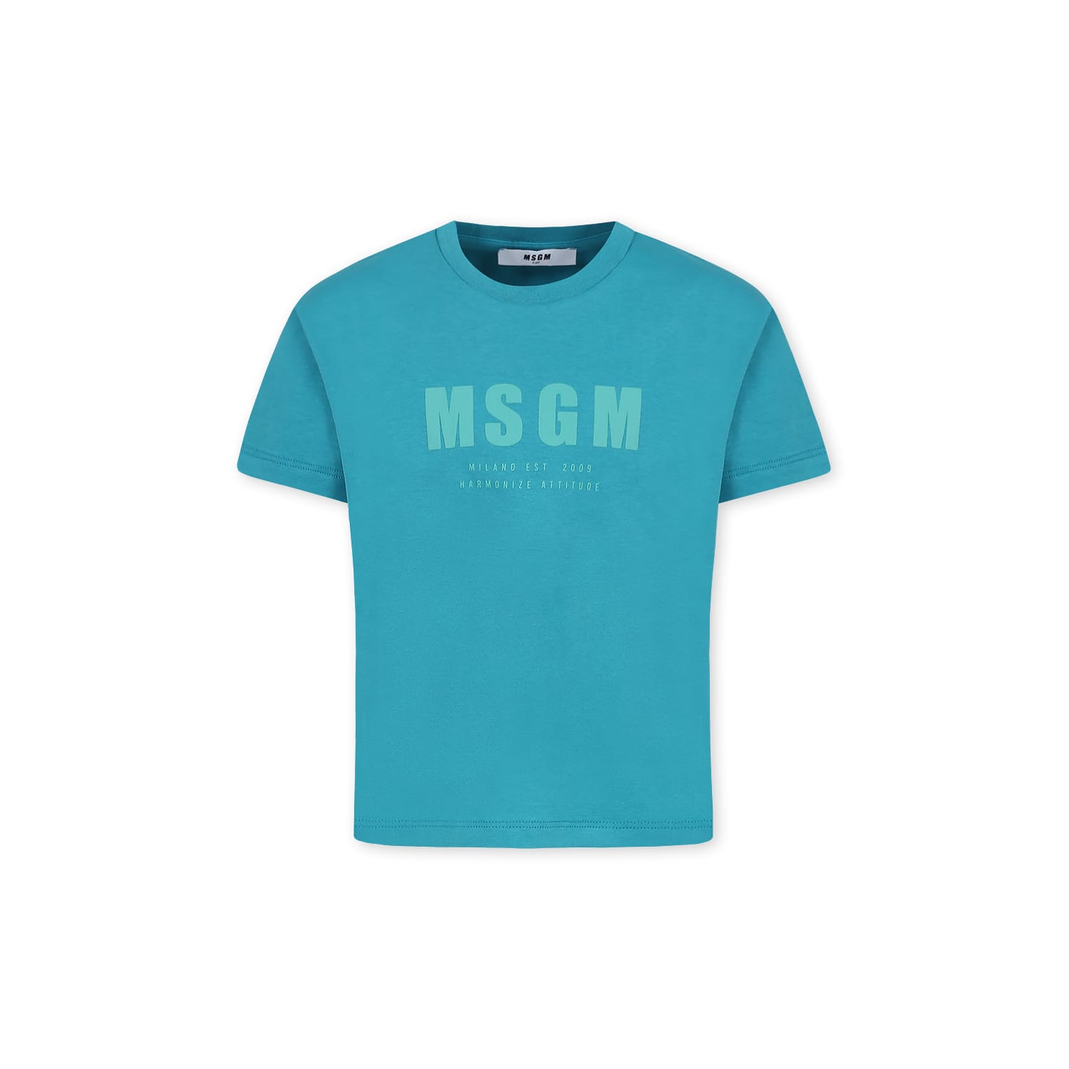 Shop Msgm Green T-shirt For Kids With Logo