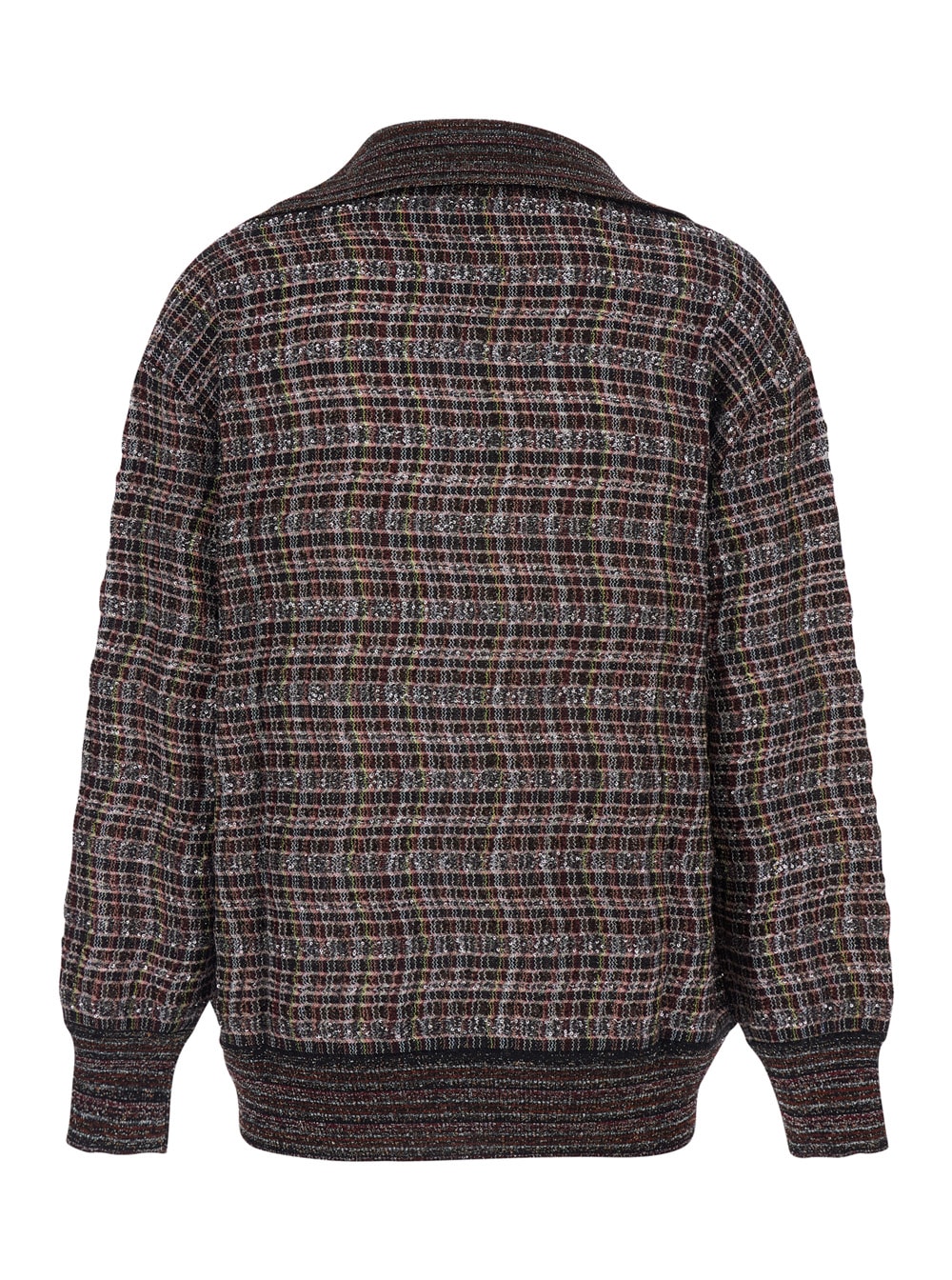 Missoni Multicolor Sweater With Wide Collar And All-over Zigzag Pattern In Wool Blend Woman In Multi