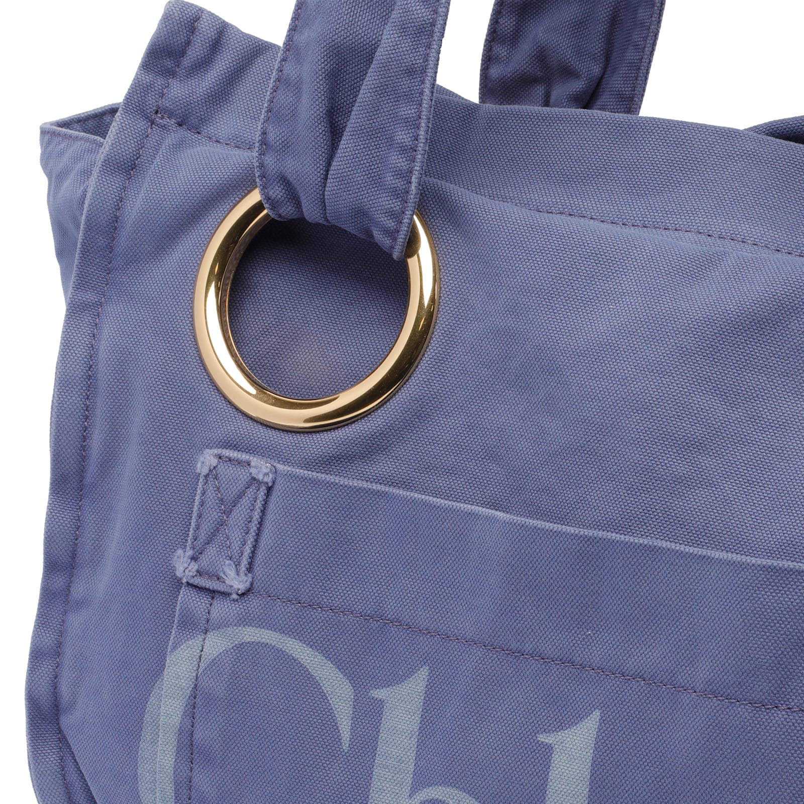 Chloé Womens Evening Blue Plage Medium Cotton Tote Bag