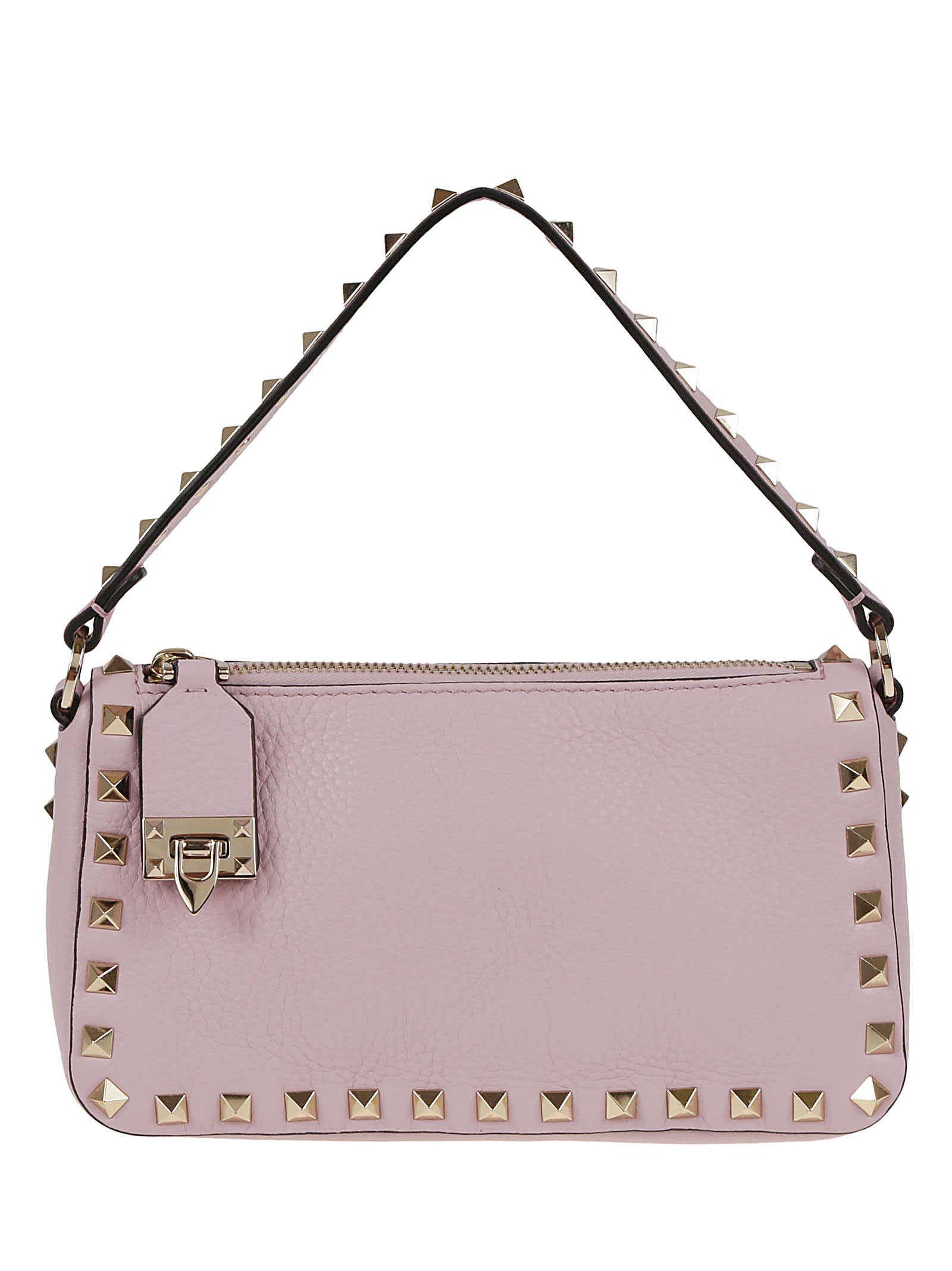 Small Rockstud Grainy Calfskin Crossbody Bag for Woman in Water Lilac