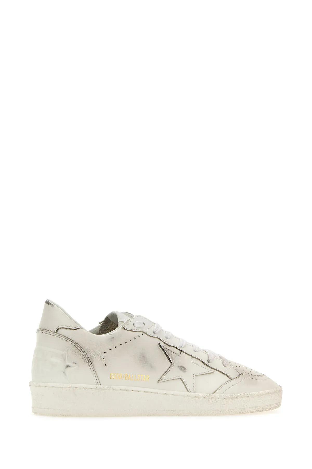 Shop Golden Goose White Leather Ball Star Sneakers In Optic White