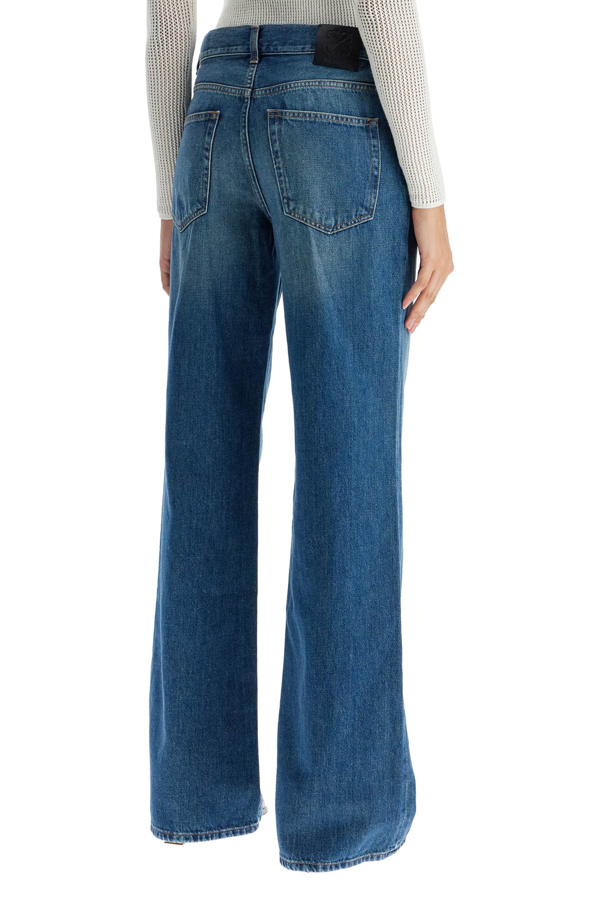 Shop Off-white Wide Leg Jeans In Medium Blue - No Color (blue)