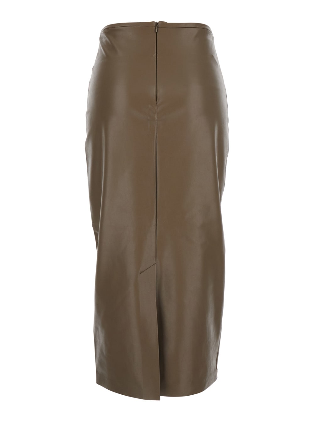 Norma Kamali Brown High-waist Skirt With Back Zip Closure In Eco Leather Woman In Brown