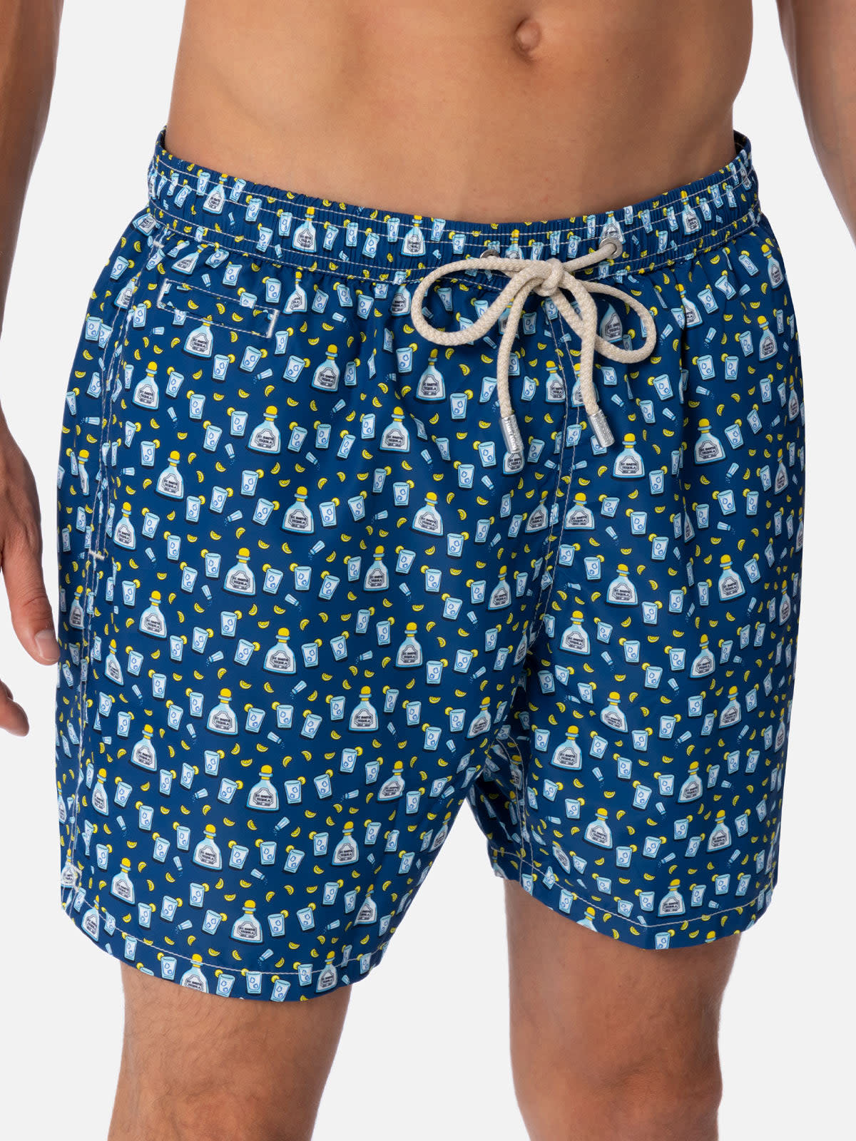 Mc2 Saint Barth Lightning Patterned Swim Shorts In Blue