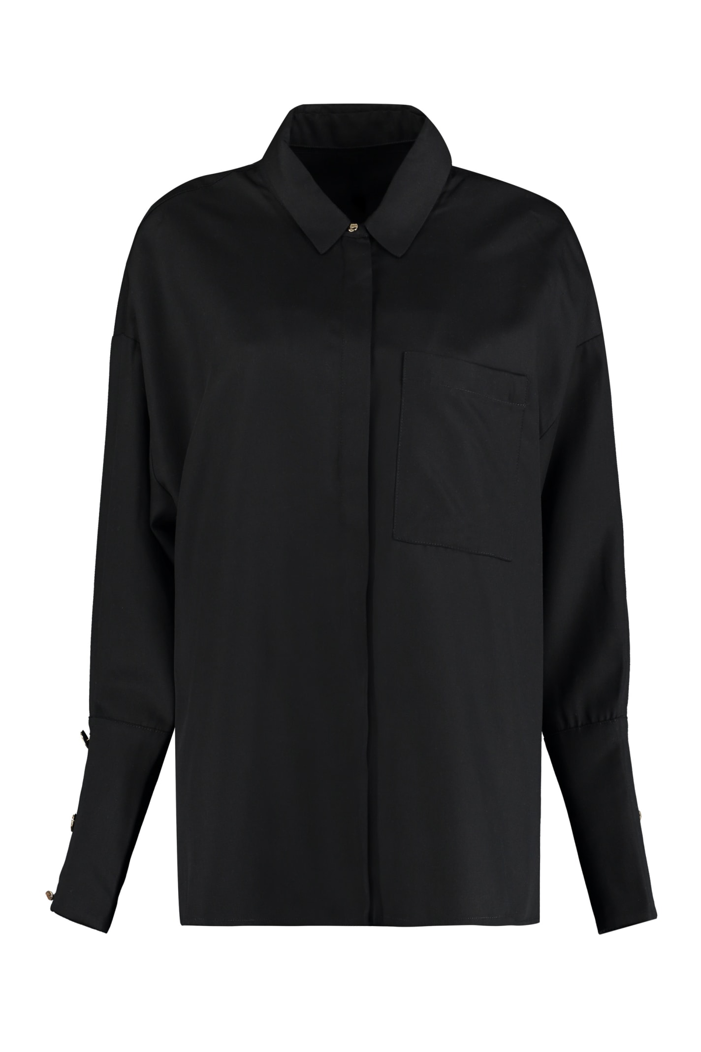 Mother Of Pearl Erin Chest-pocket Oversize Shirt In Black