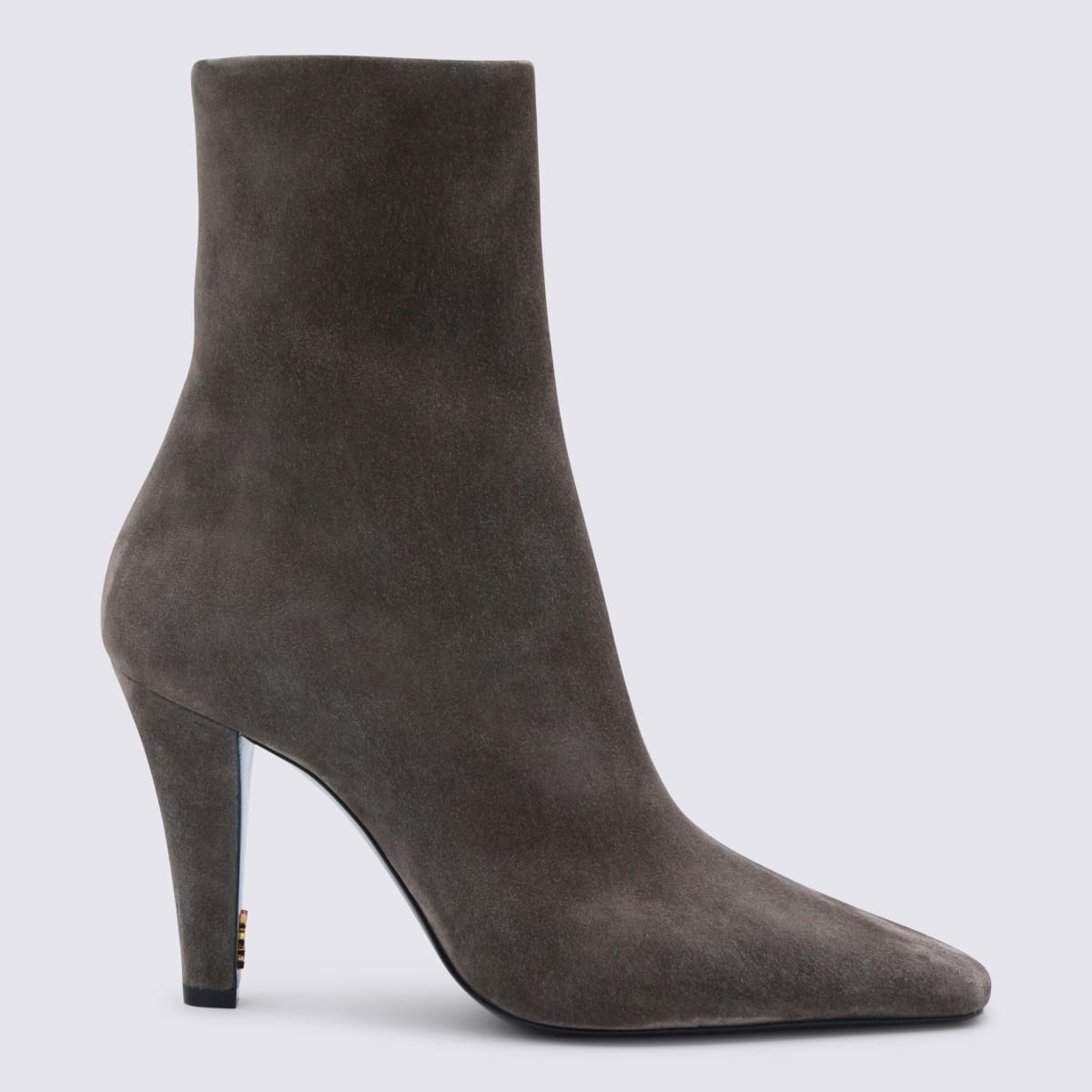 Saint Laurent Grey Leather Boots In Gray