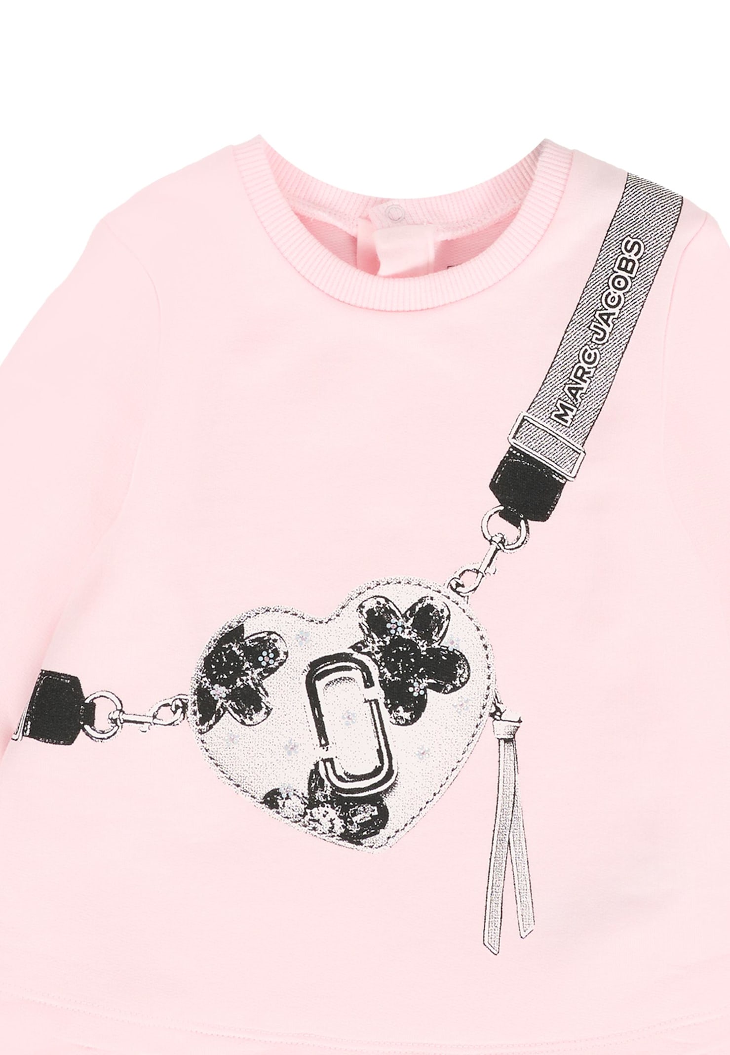 Marc Jacobs Pink Dress For Baby Girl With Bag Print In Pink