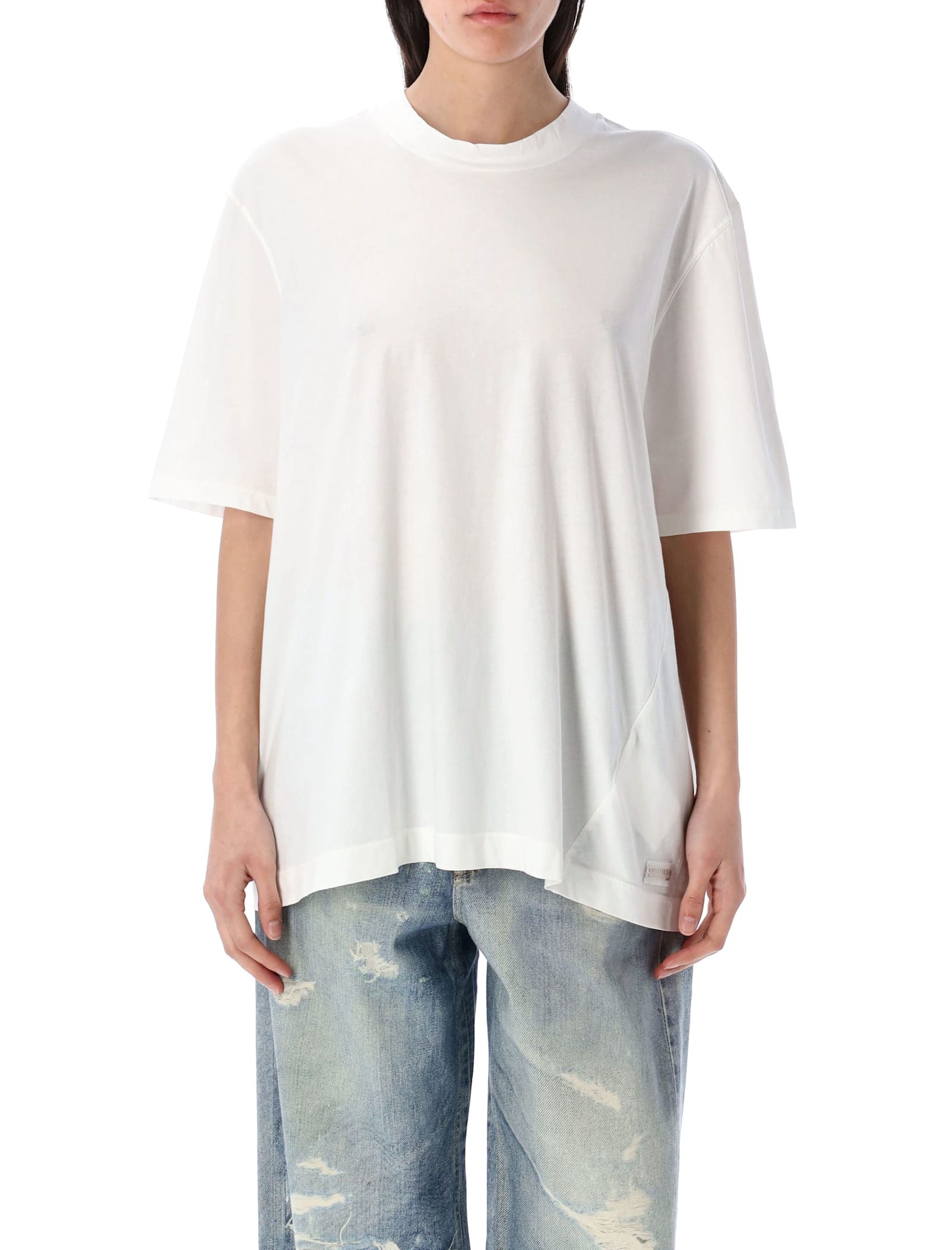 Our Legacy Oversized White T-shirt With Twisted Side Seams In White Clean Jersey