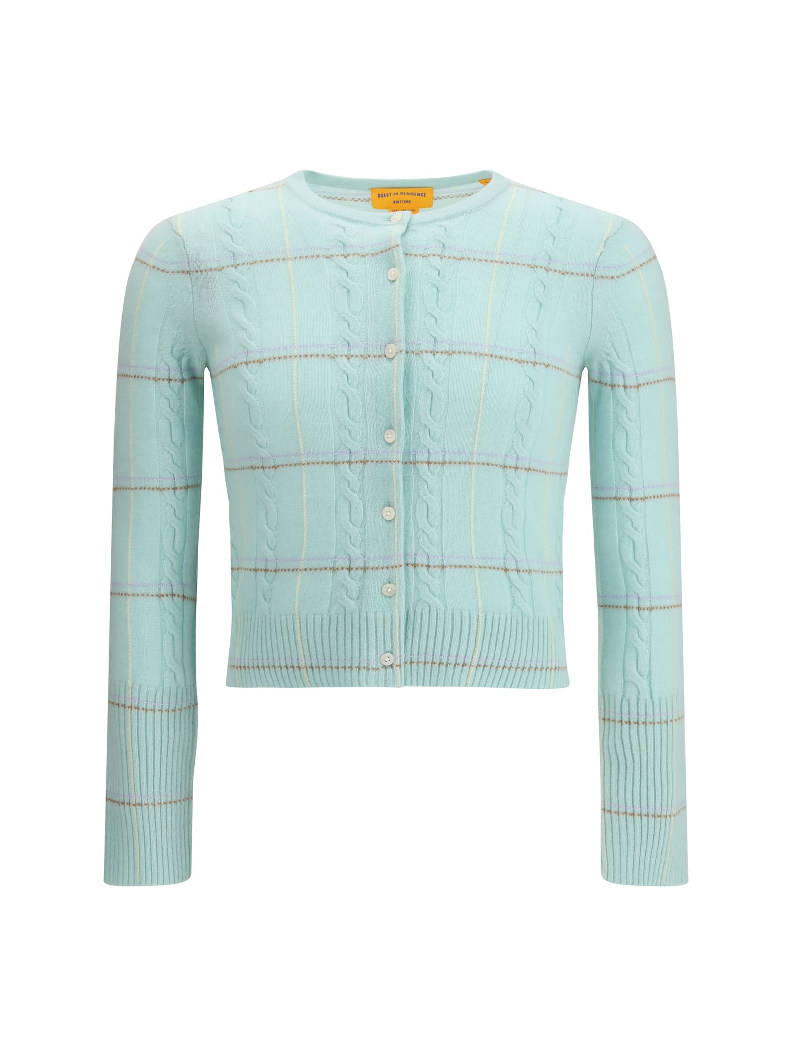 Guest In Residence Jane Check Cardigan In Green