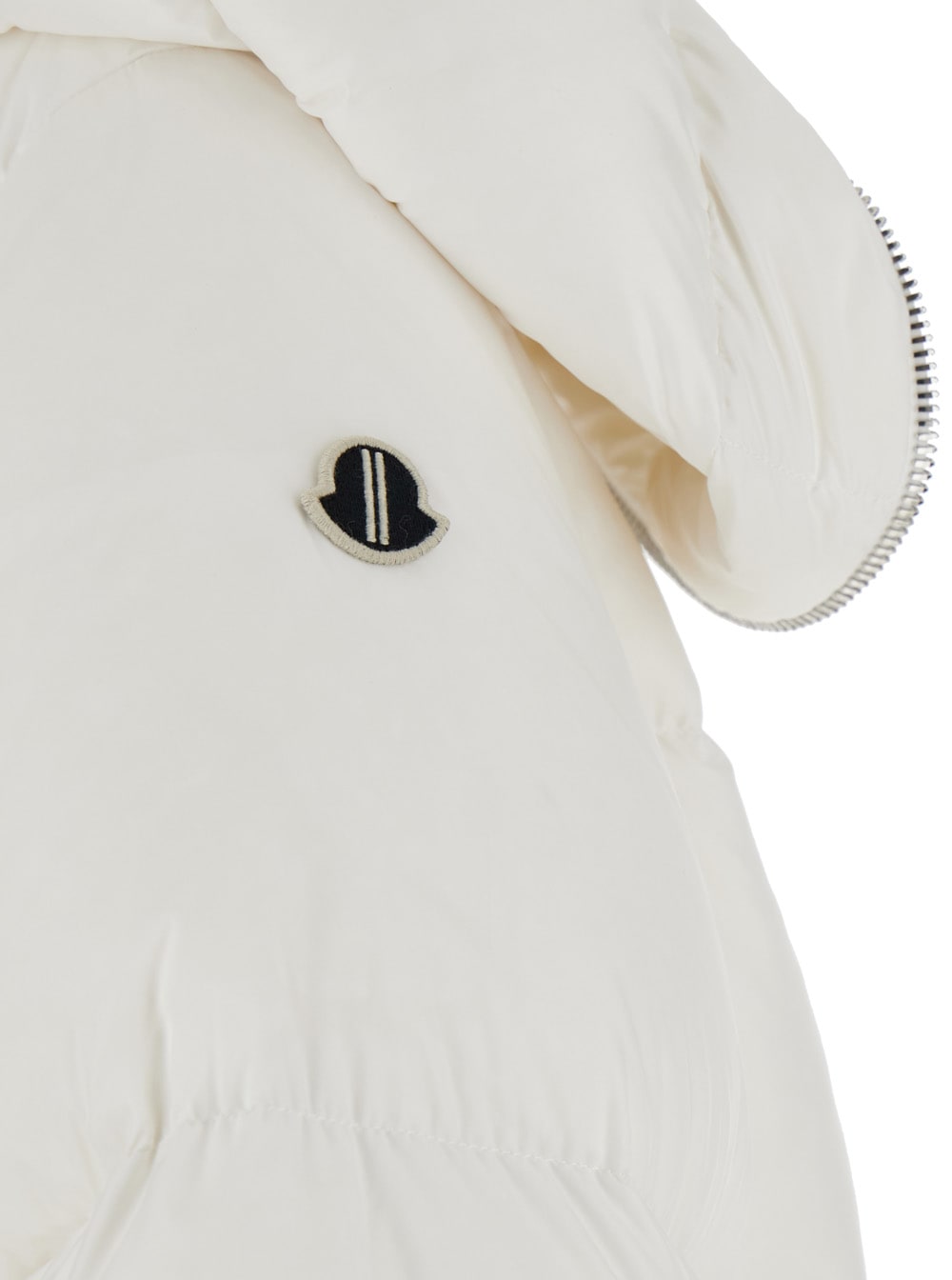 Moncler Genius Cyclopic White Down Jacket With Removable Hood And Logo Patch In Tech Fabric Woman