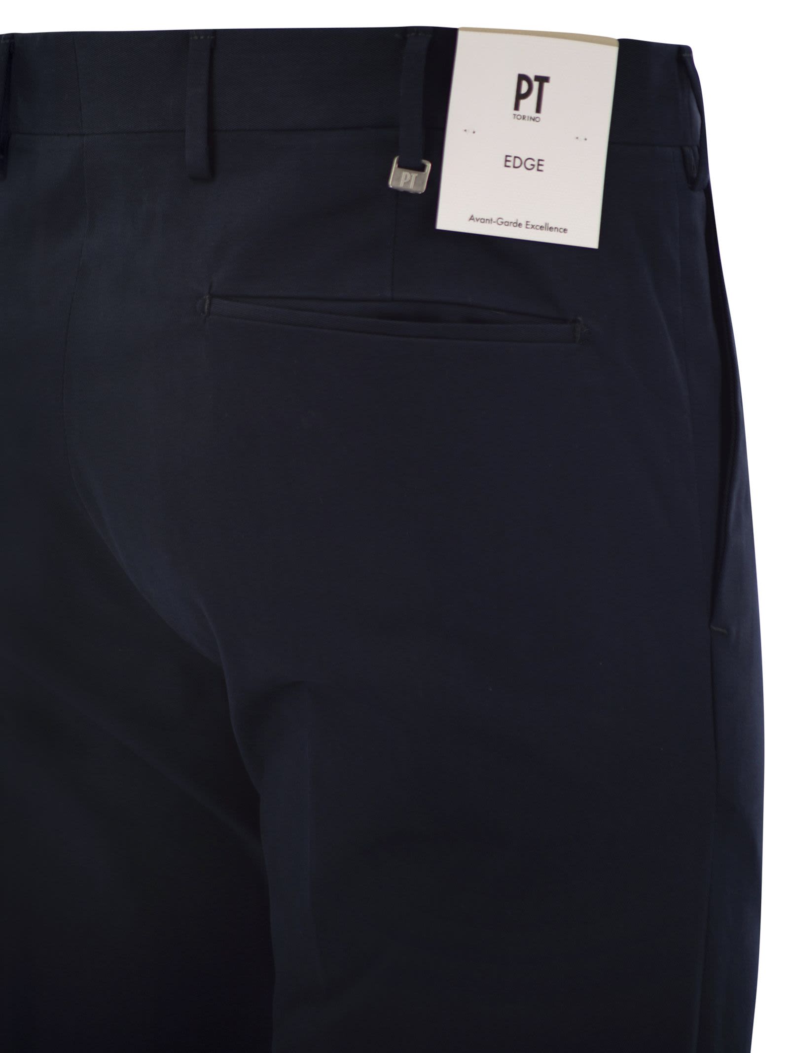Pt Torino Navy Blue Virgin Wool Trousers In Blue