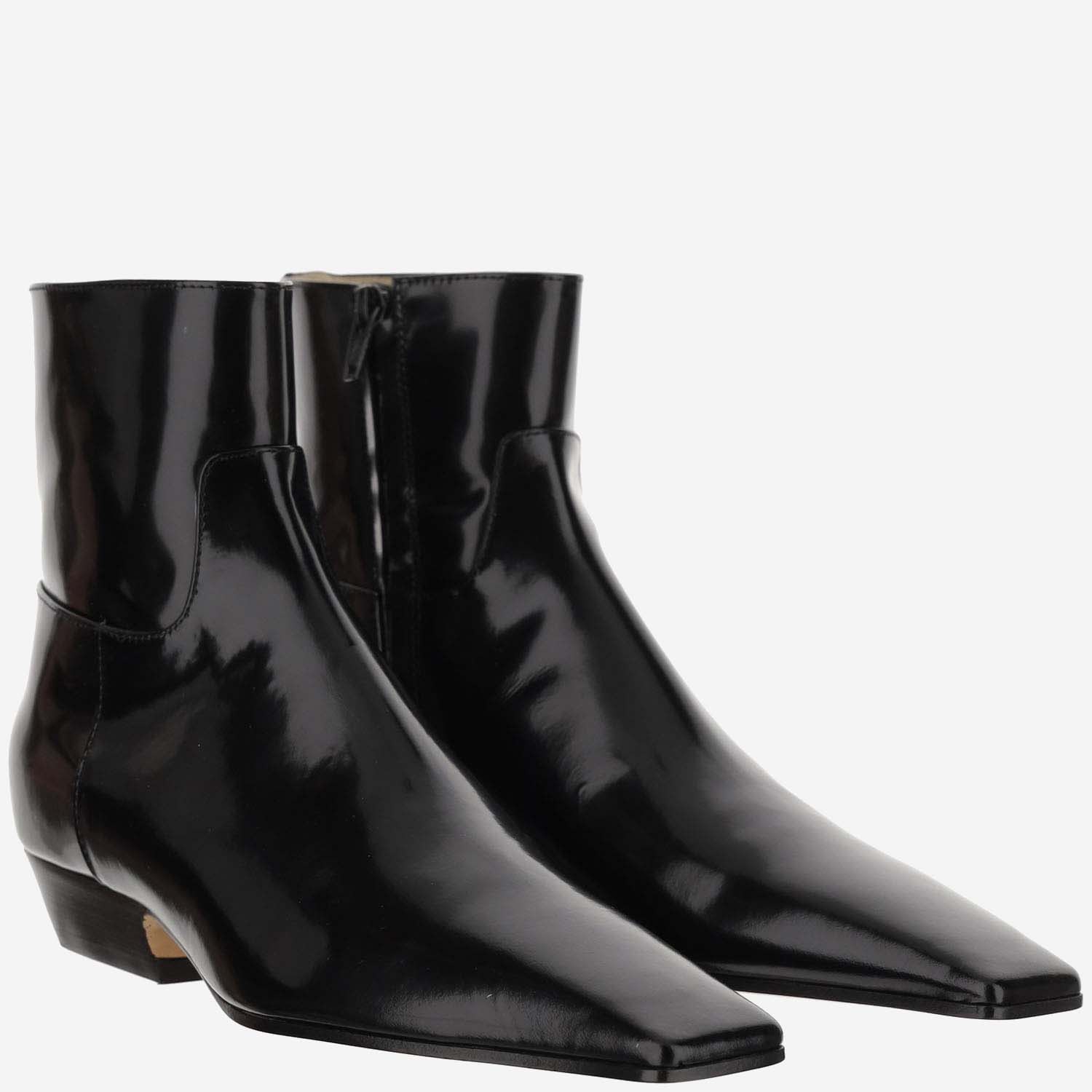 Shop Khaite Patent Leather Ankle Boots In Black