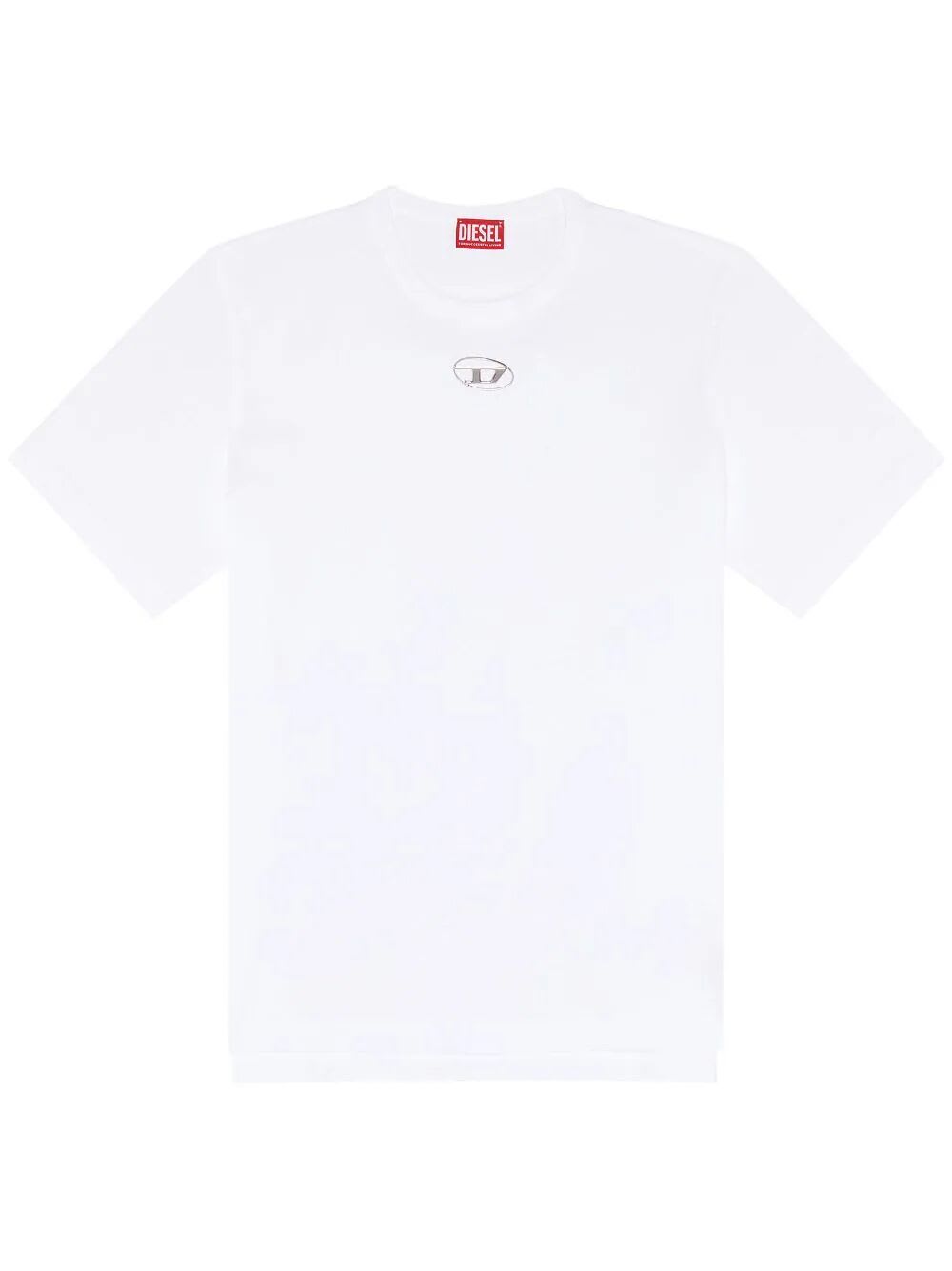 Diesel Mens  T-adjust-bigoval Brand-embossed Cotton-jersey T-shirt In White