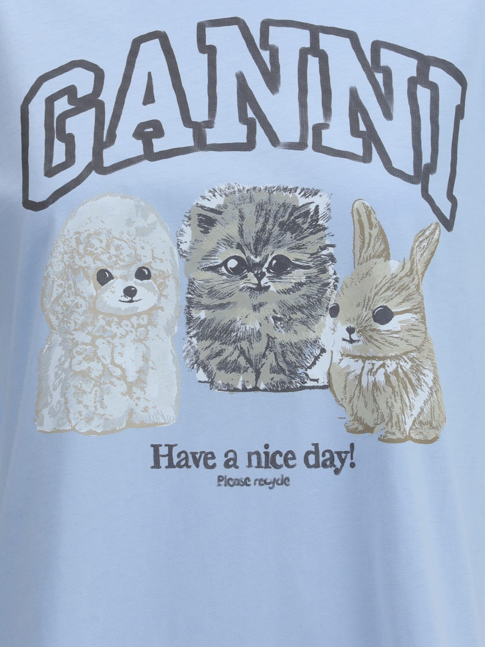 Ganni Have A Nice Day T-shirt In Blue