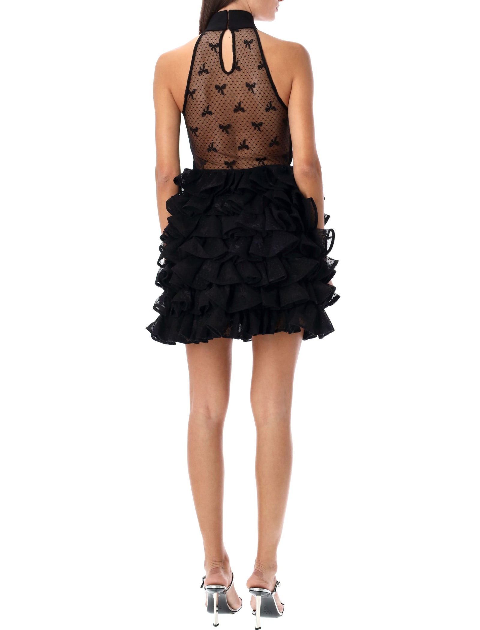 Shop Rotate Birger Christensen Ruffle Mini Dress In Black