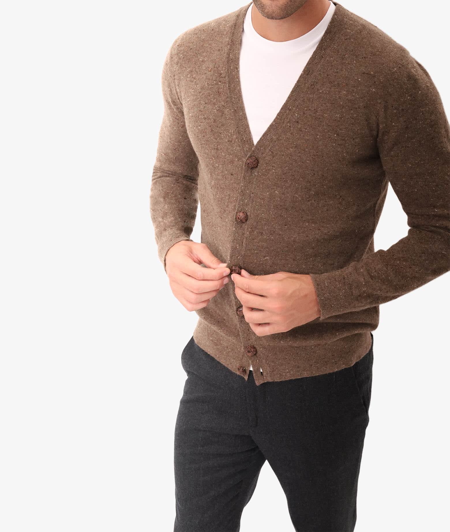 Shop Larusmiani Cardigan Merino Sweater In Brown