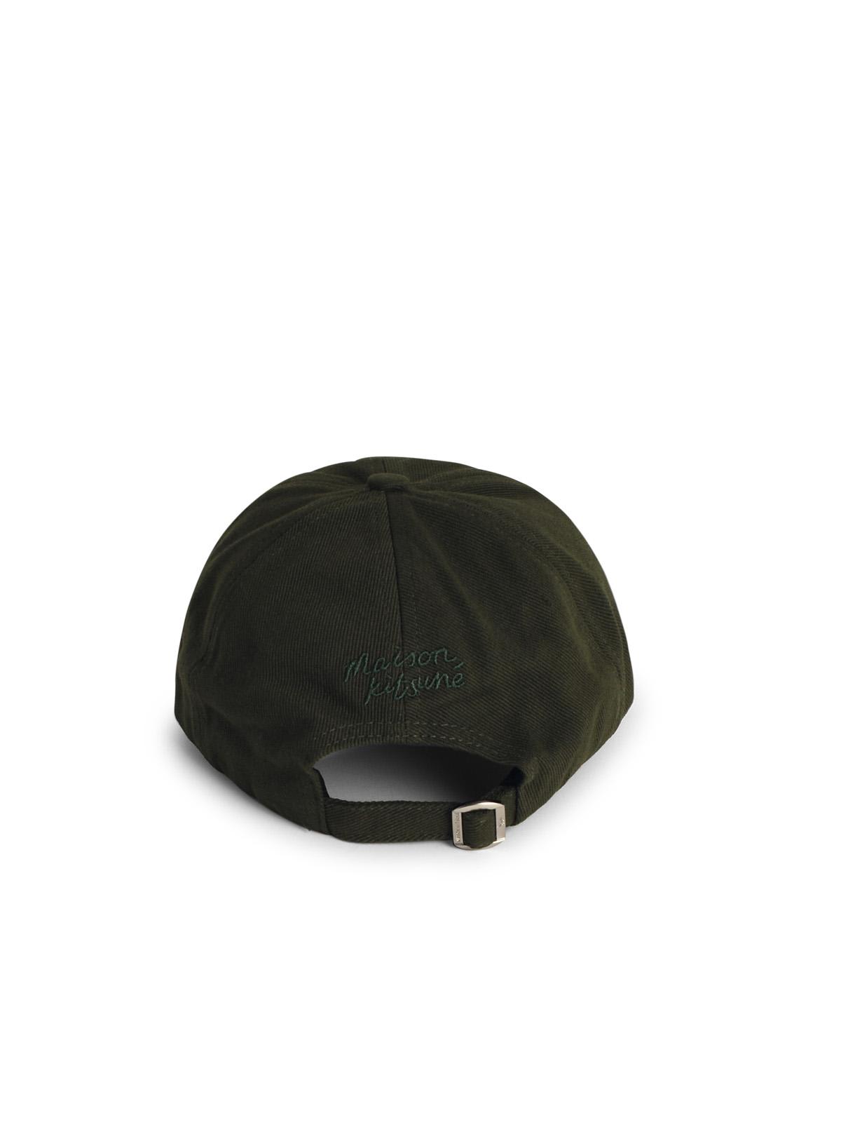 Maison Kitsuné Green Cotton Cap In Ranger Green