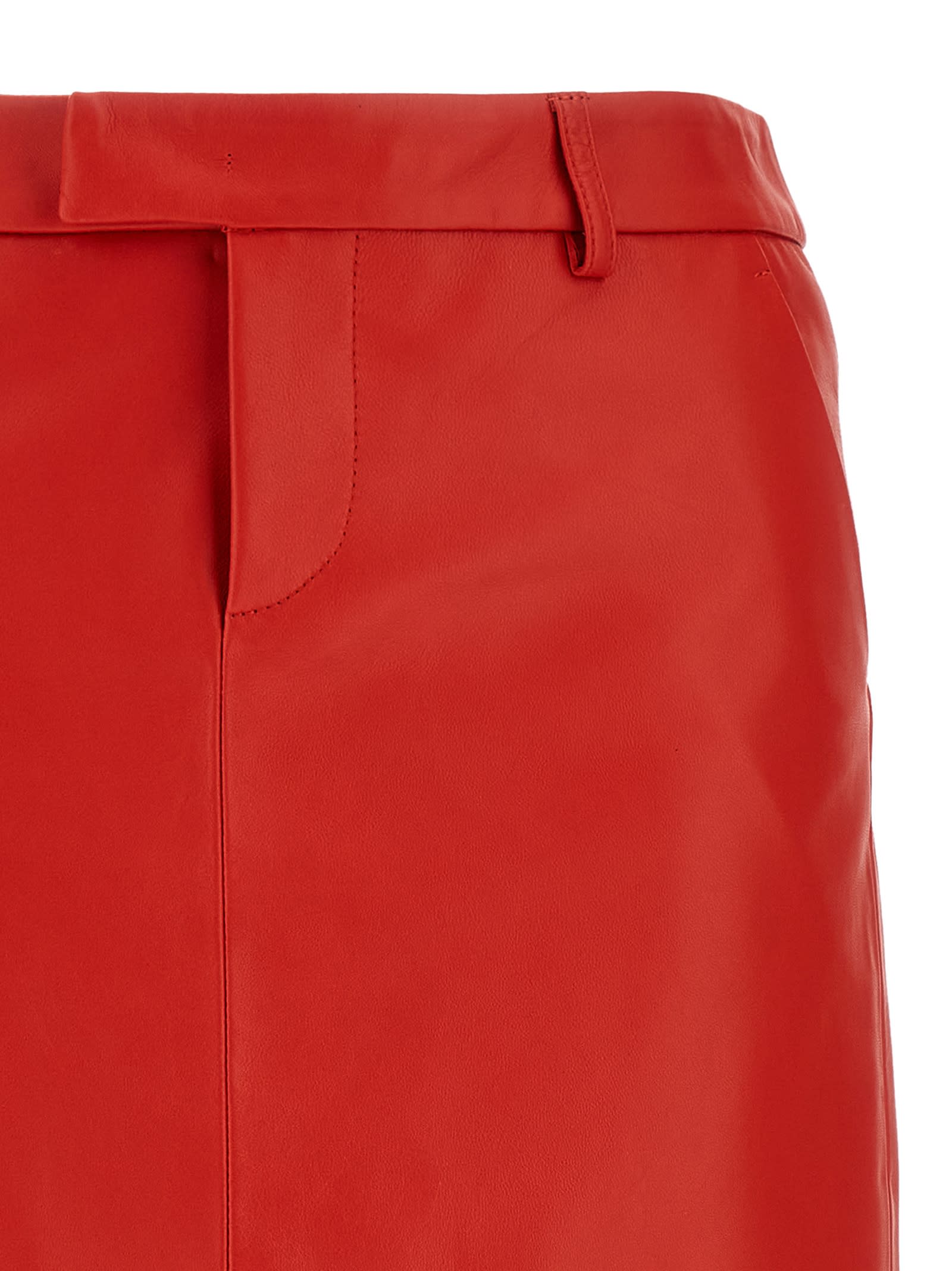 Armarium Leather Column Skirt In Red