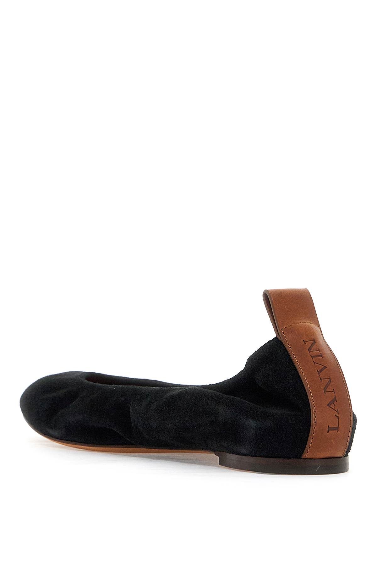 Shop Lanvin Suede Ballet Flats For In Noir (black)