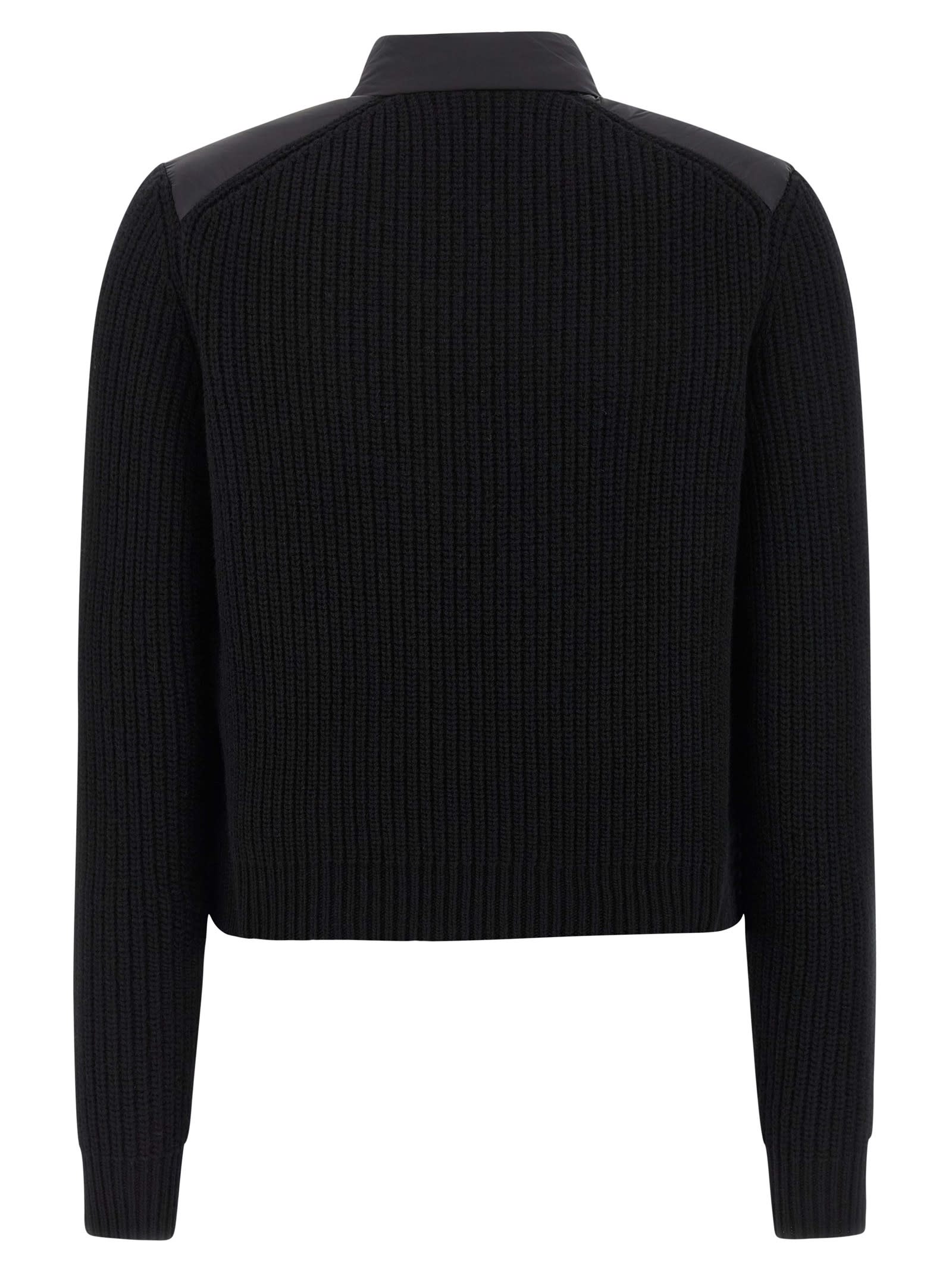 Moncler Padded Cardigan Puffer Jackets Black In Blue