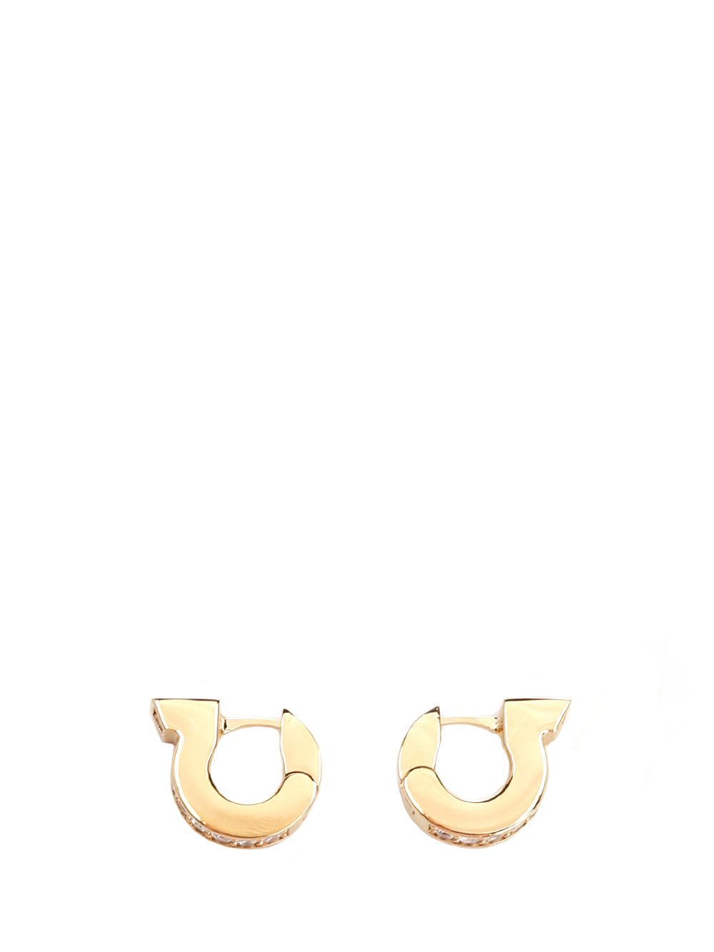 Shop Ferragamo Gancini Earrings With Crystals In Gold