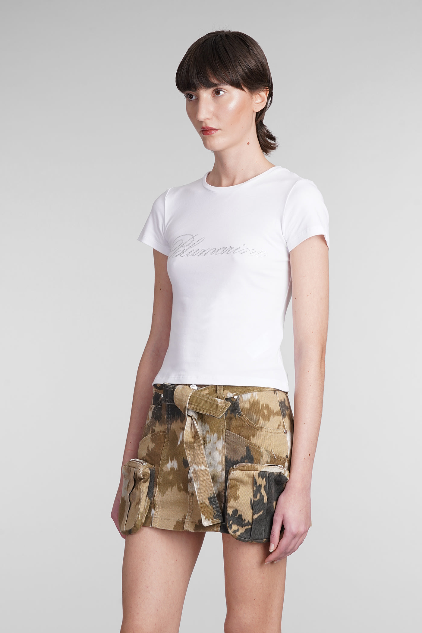 Blumarine T-shirt With Studs And Rhinestone Embroidery In White