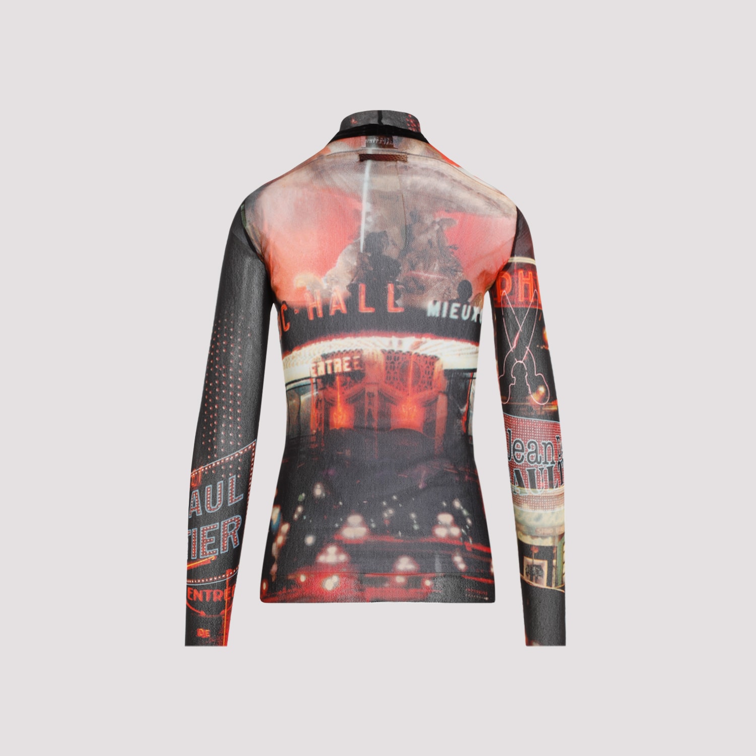 Shop Jean Paul Gaultier Mesh Printed Pigalle Top In Black Red Orange