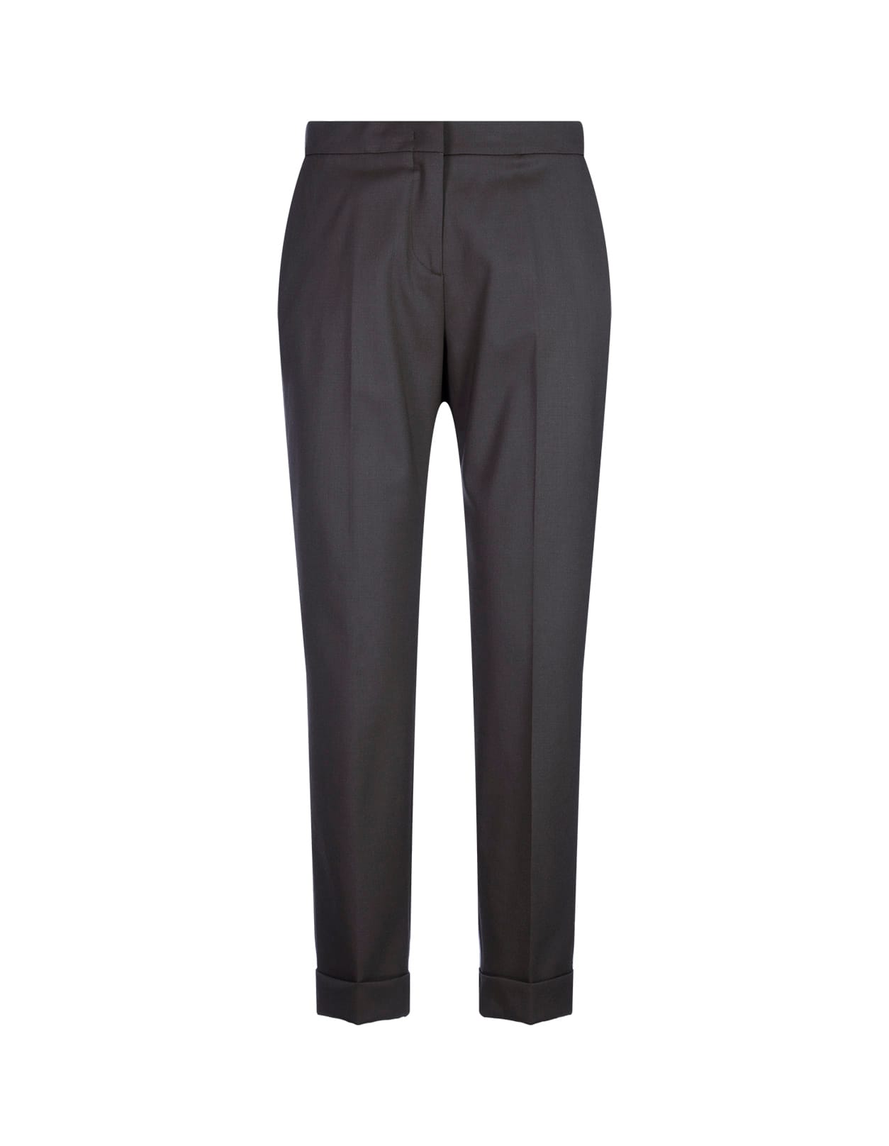 Grey Stretch Wool Cropped Trousers