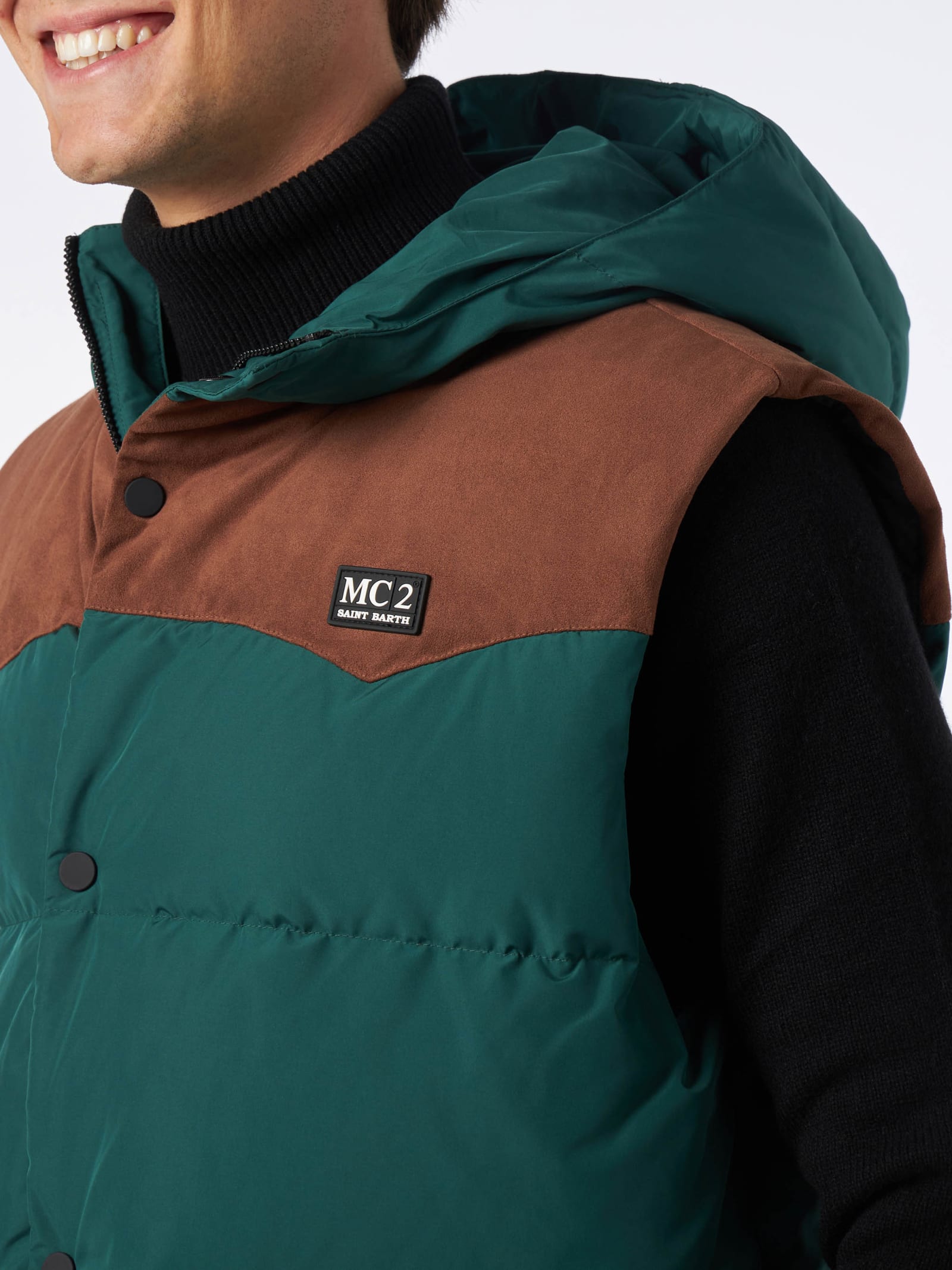 Shop Mc2 Saint Barth Man Green Down Vest