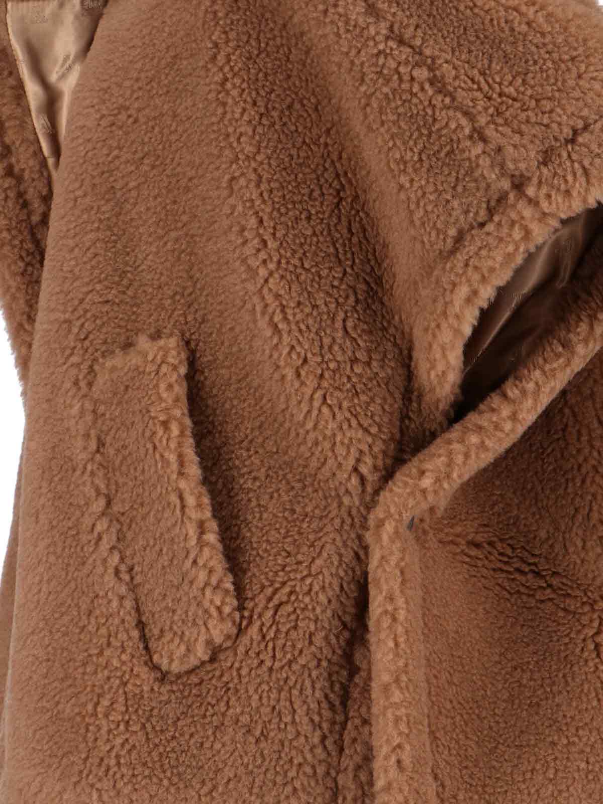 Max Mara Teddy-fabric Oversized-collar Cape In Brown