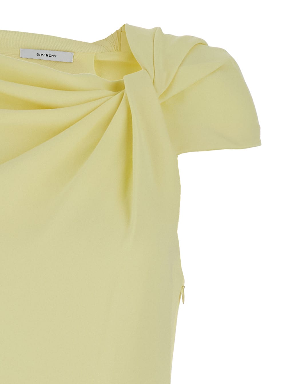 Givenchy Yellow Midi Dress With Draped Detail And Rear Single Slit In Viscose Blend Stretch Woman In Neutral