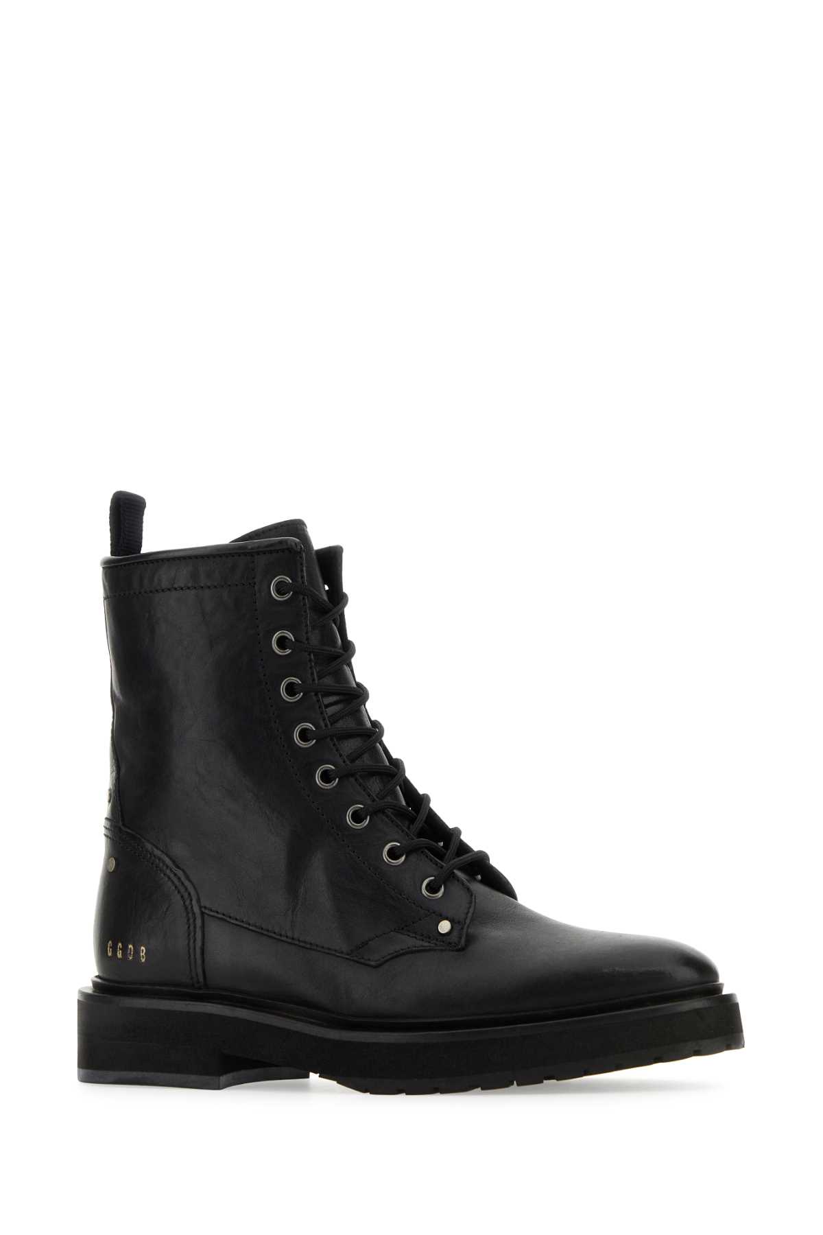 Shop Golden Goose Black Leather Combat Ankle Boots