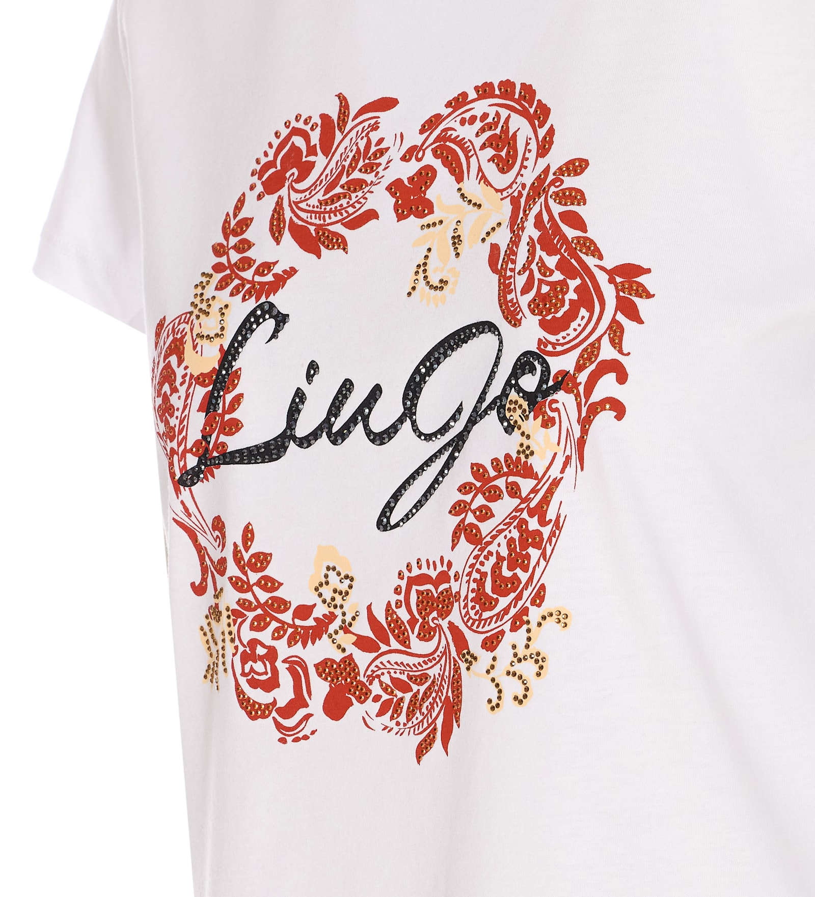 Liu •jo Crewneck Graphic Print Round Neck Short Sleeves In White