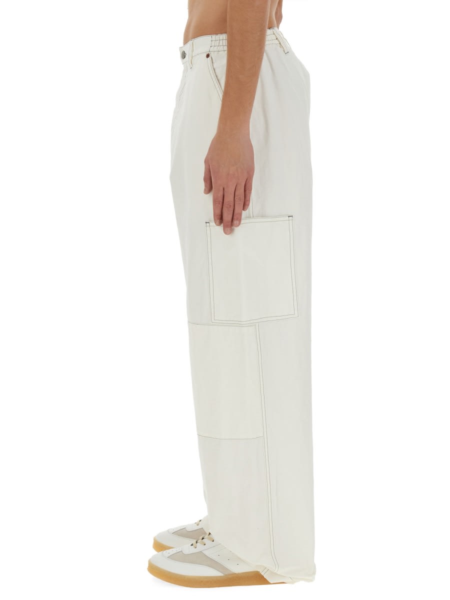 Shop Mm6 Maison Margiela Cotton Canvas Pants In White