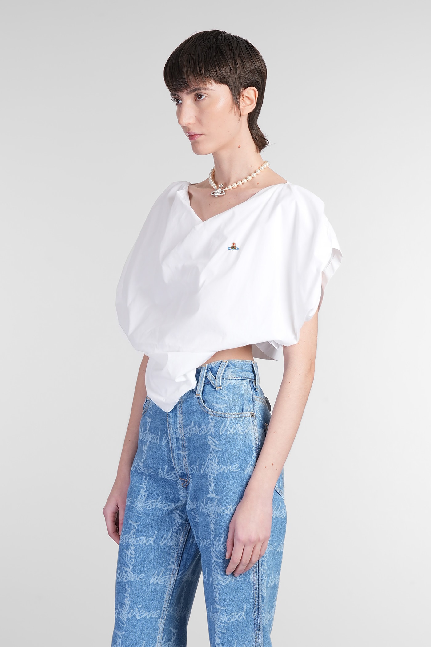 Shop Vivienne Westwood Heart Top Topwear In White Cotton