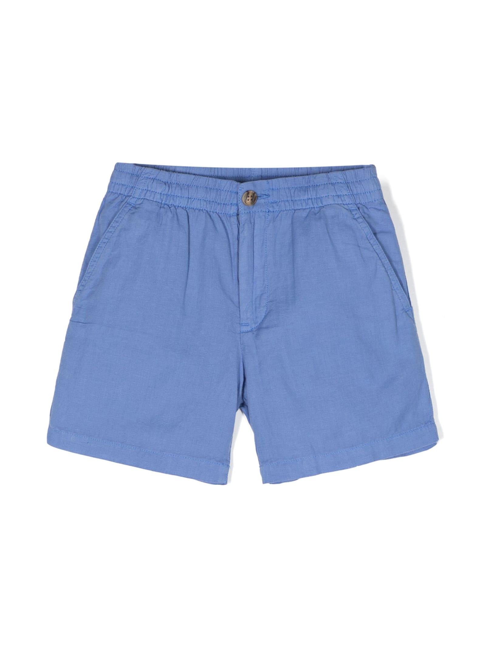 Shop Ralph Lauren Cerulean Blue Linen And Cotton Bermuda Shorts