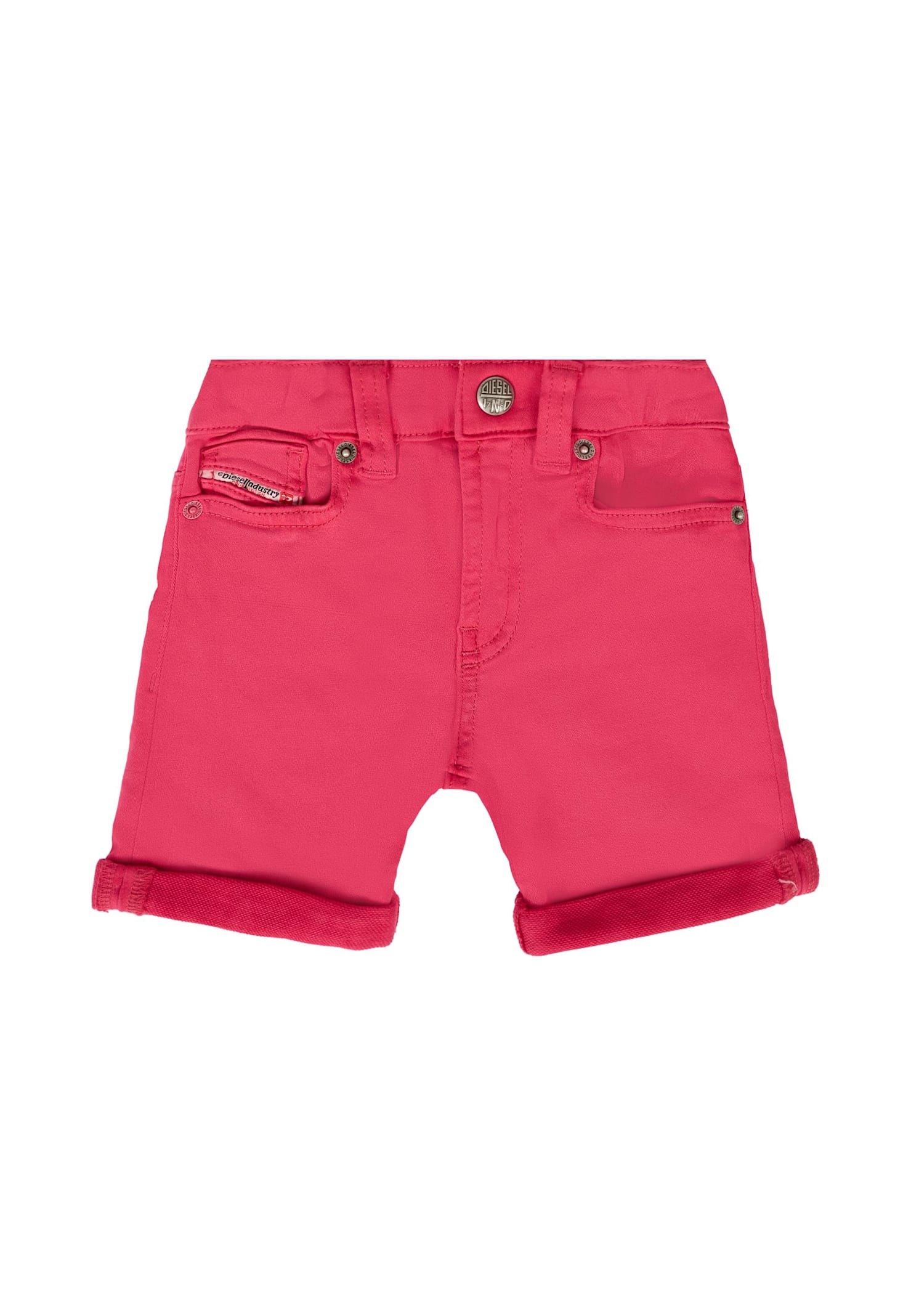 Diesel Fuchsia Shorts For Baby Girl With Logo In Pink