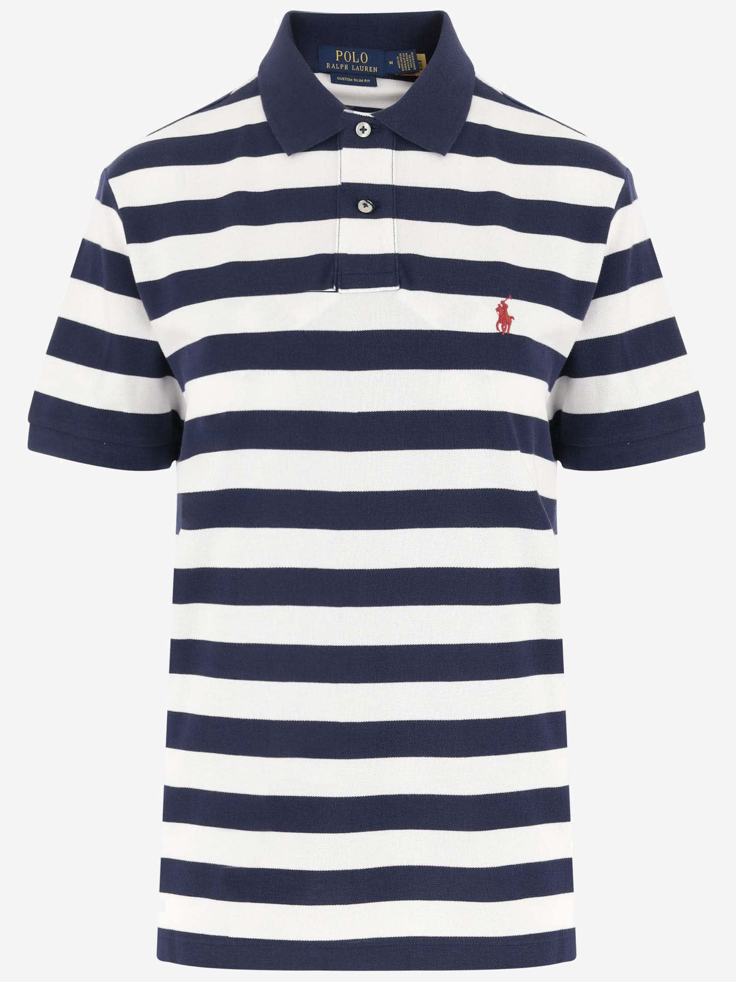 Ralph Lauren Striped Cotton Polo Shirt With Logo In Red