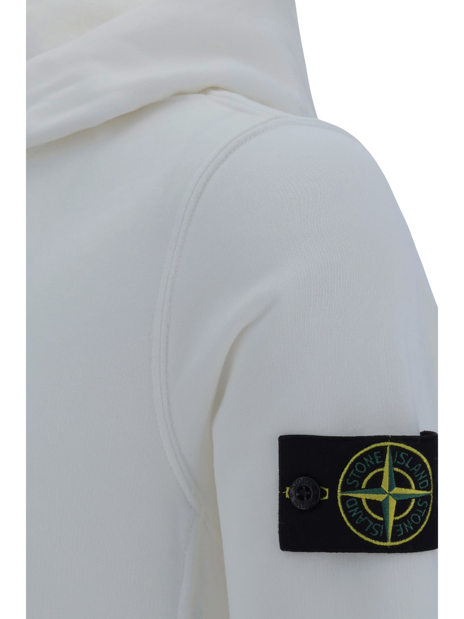 Shop Stone Island Hoodie In Bianco