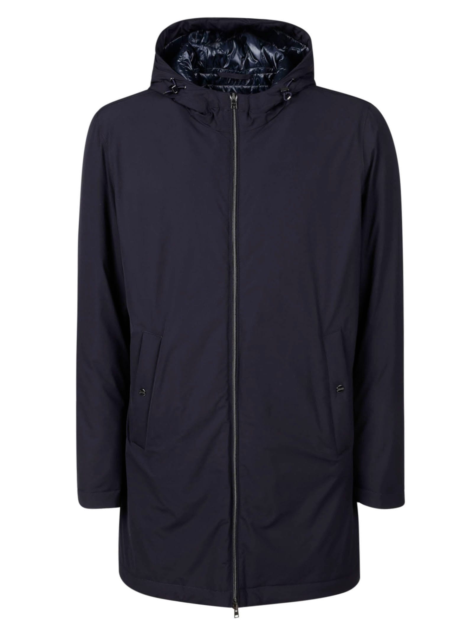 Shop Herno Woven Half Coat In Dark Blue