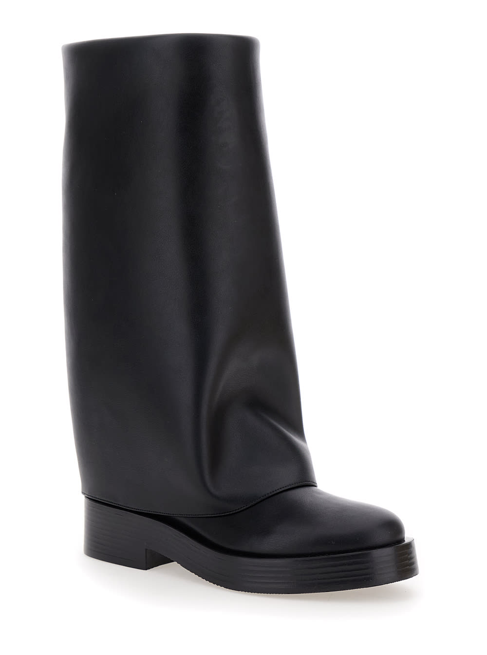 Shop Casadei Charlie Black Multi-layer Boots In Leather Woman