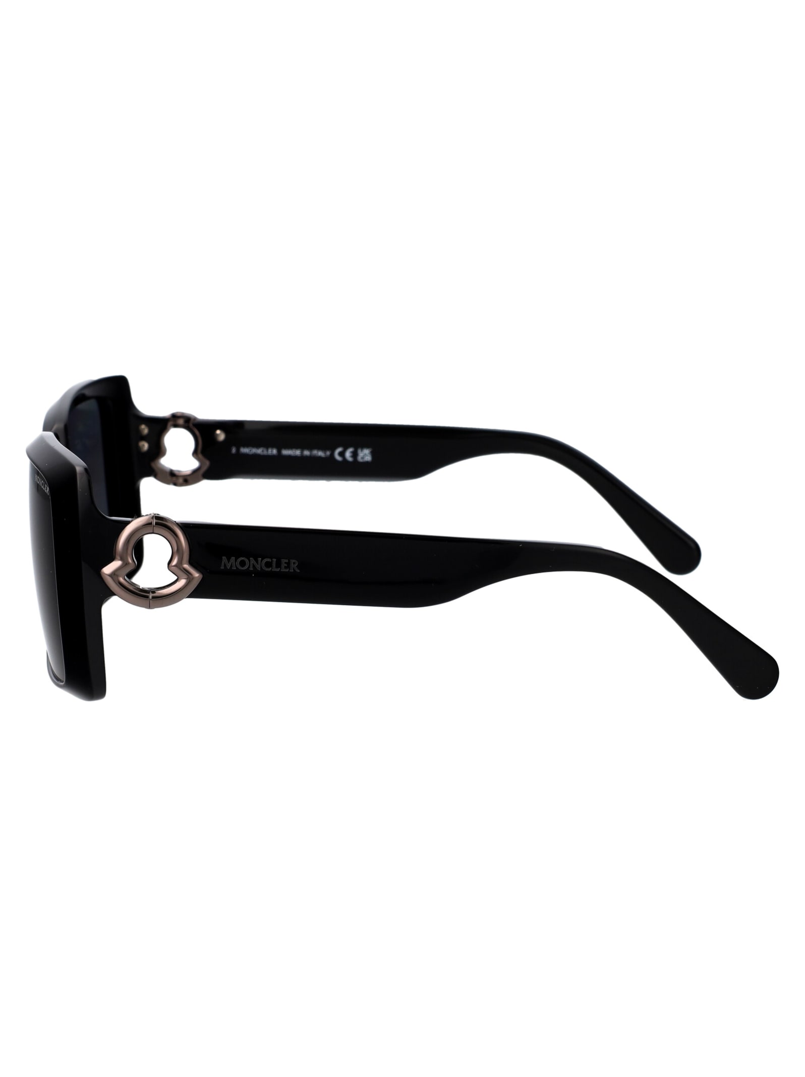 Shop Moncler Ml0244 Sunglasses In 01a Nero Lucido