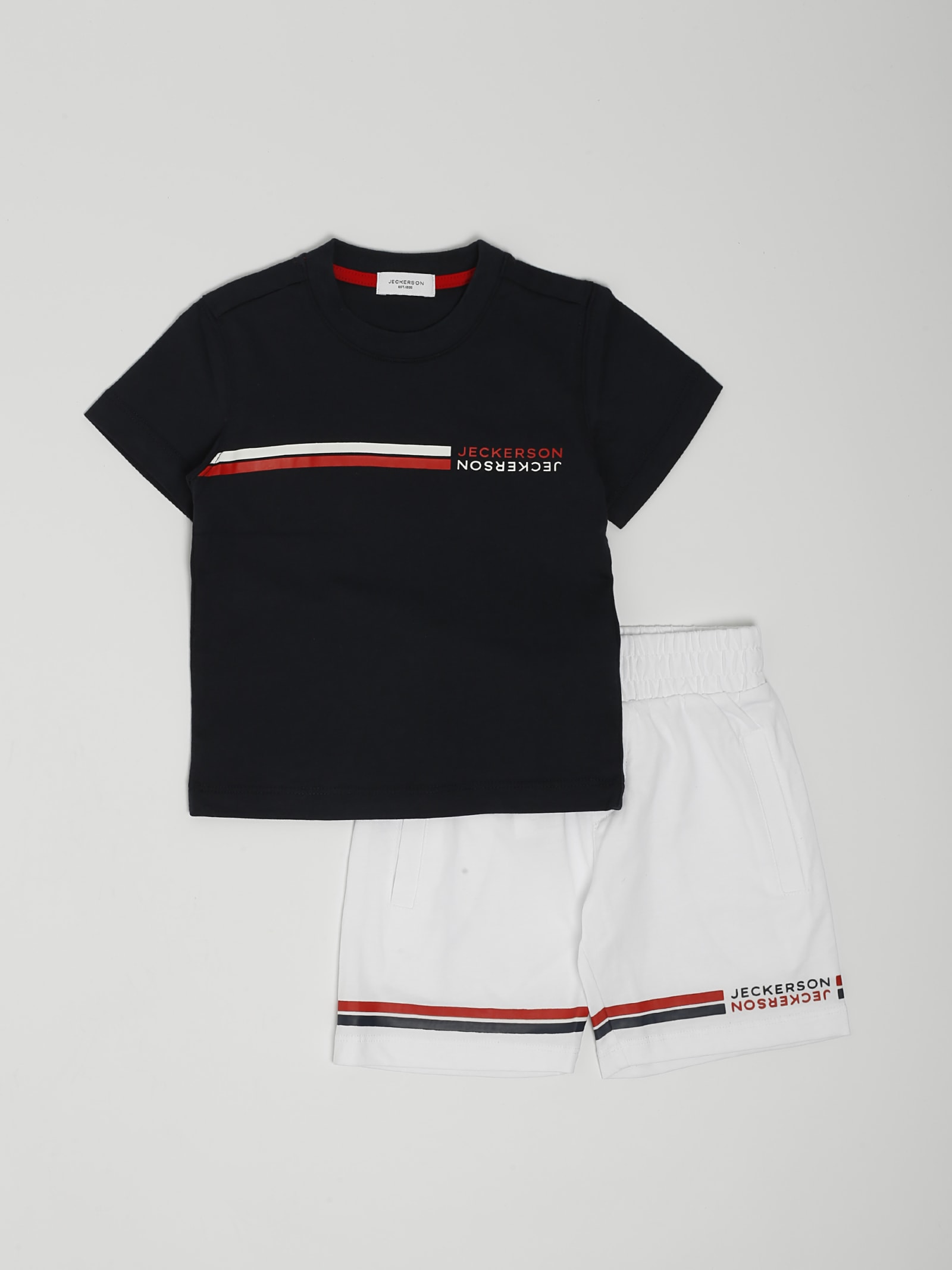 Jeckerson Kids' T-shirt+shorts Suit In Blu-bianco