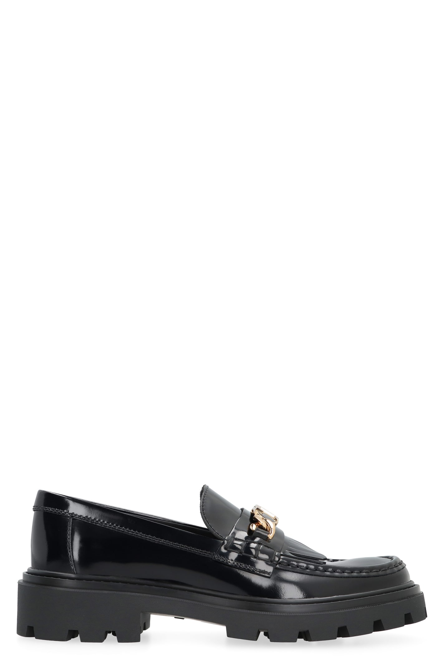 Shop Tod's Leather Loafers In Black