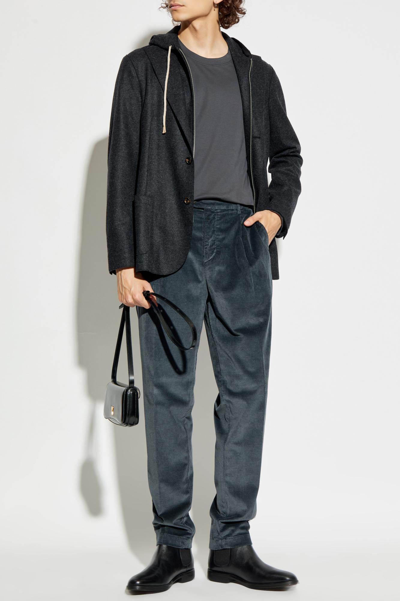 Eleventy Hooded Jacket With Front Pockets And Drawstring In Black