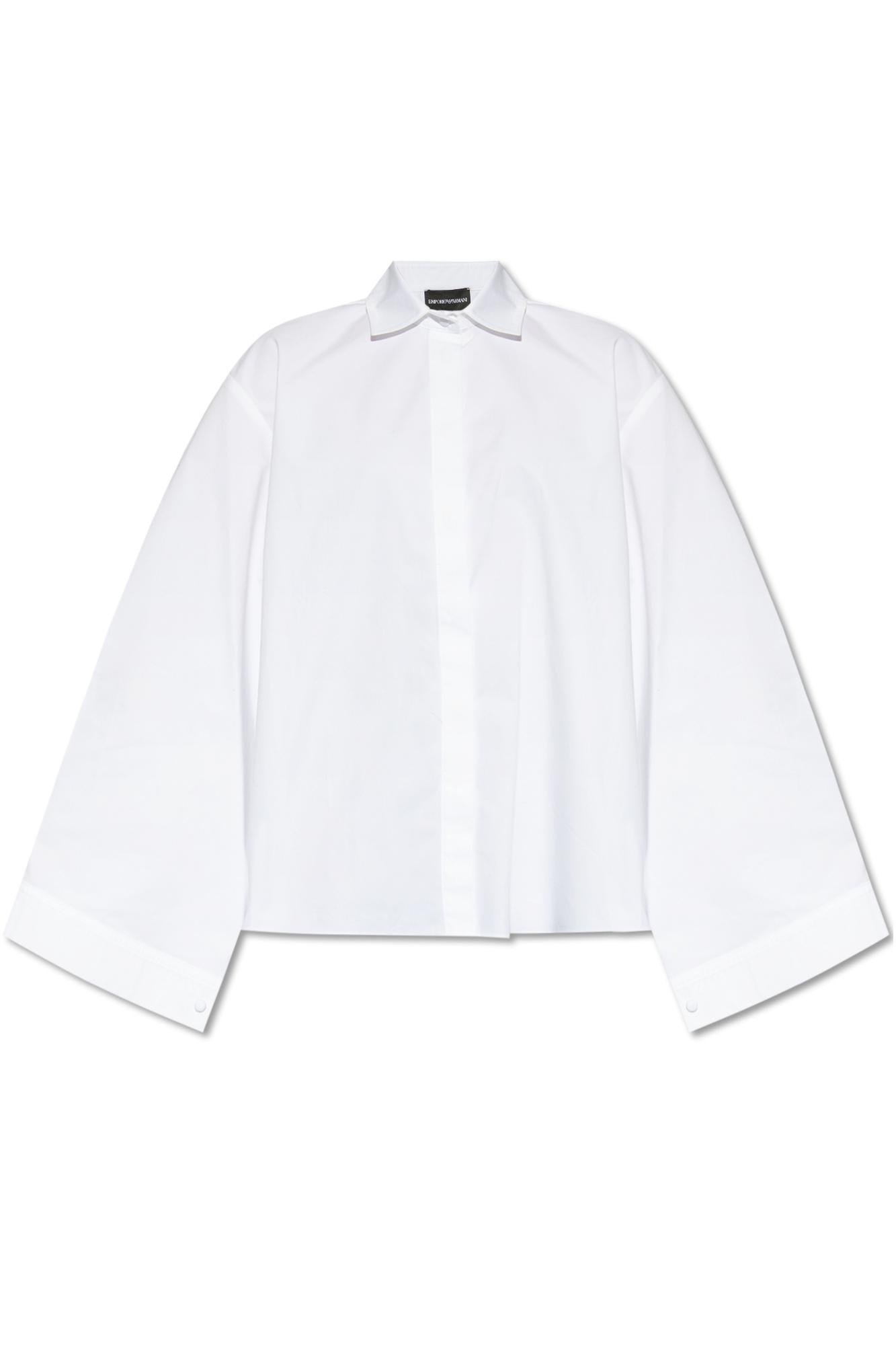 Shop Emporio Armani Oversize Cotton Shirt In White