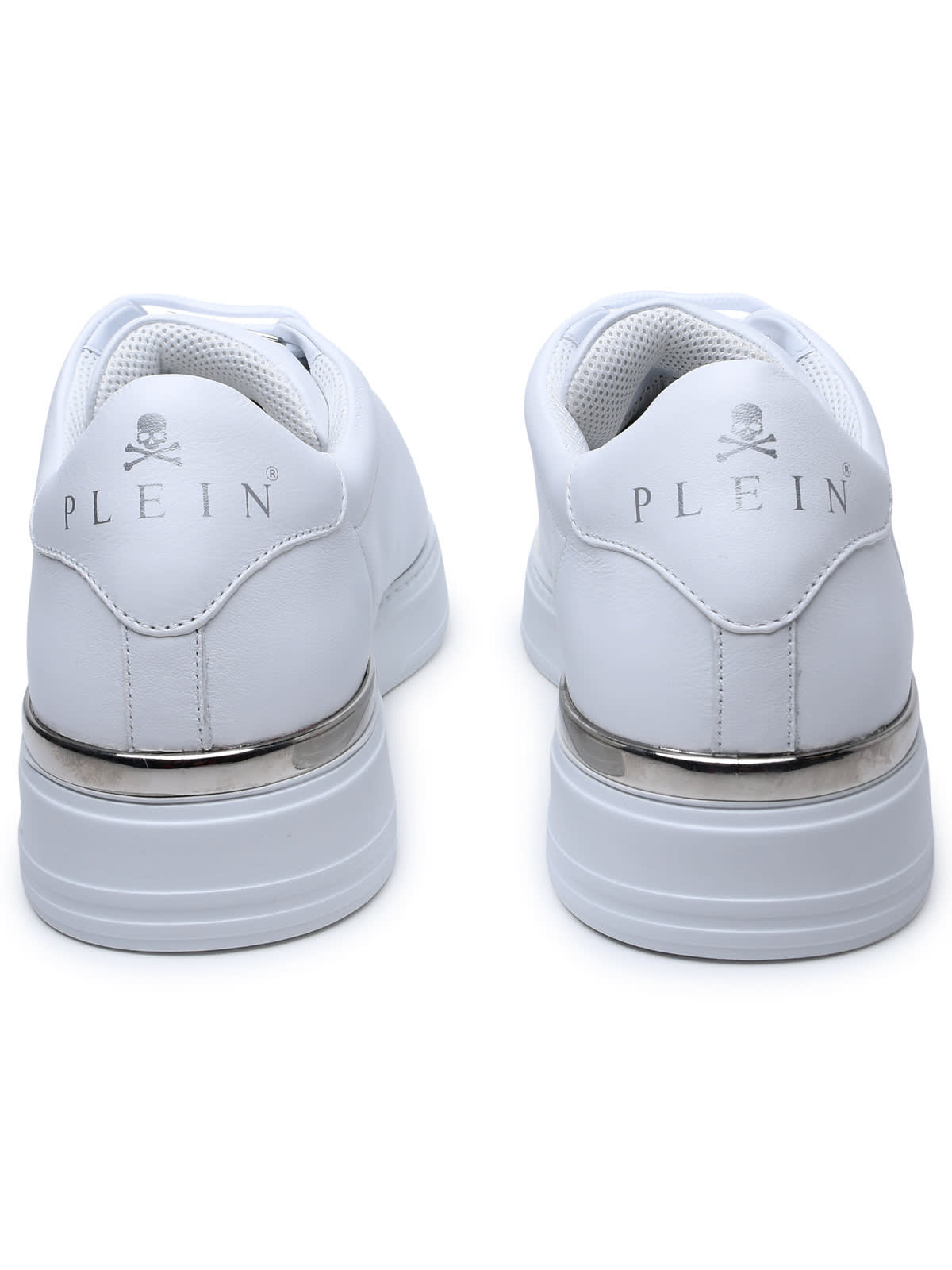 Shop Philipp Plein Hexagon White Leather Sneakers
