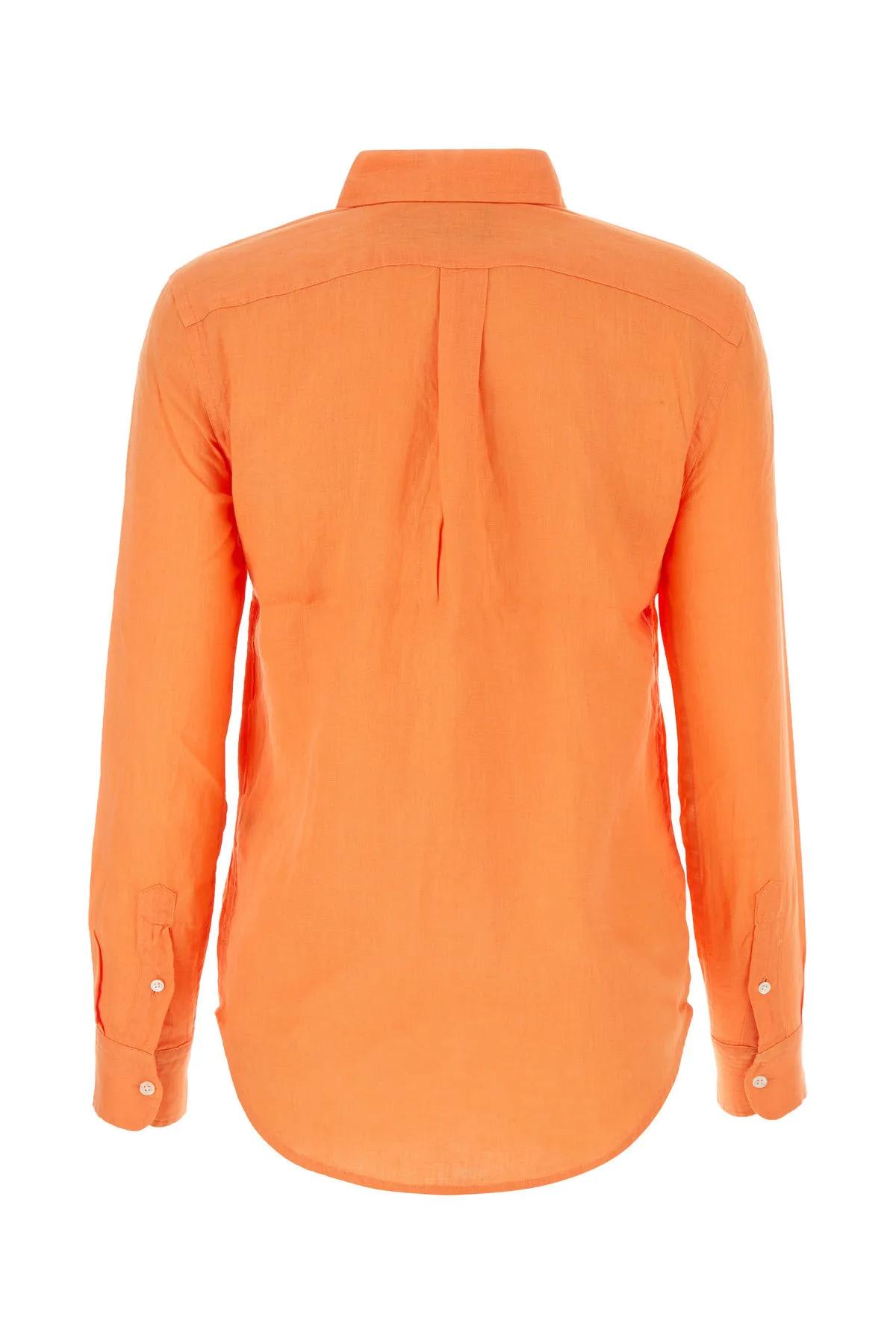 Shop Polo Ralph Lauren Orange Linen Shirt In Blue