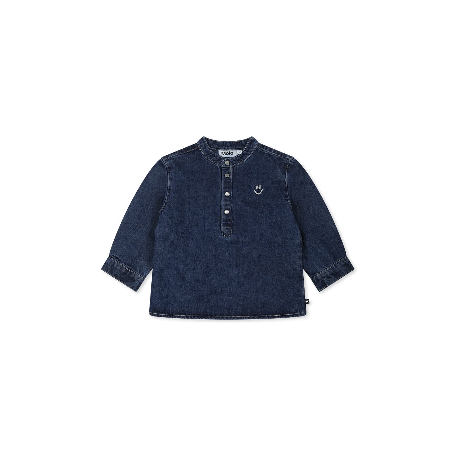 Molo Blue Shirt For Baby Boy With Smile In Denim