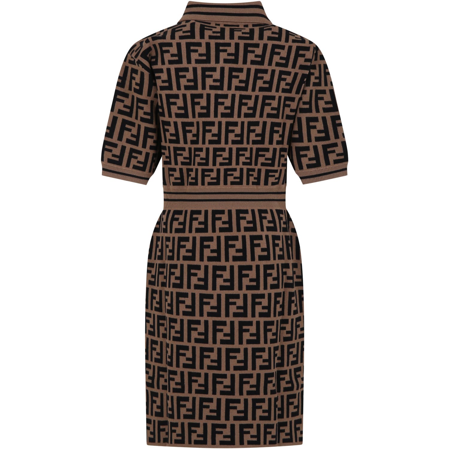 Shop Fendi Brown Dress For Girl With Ff